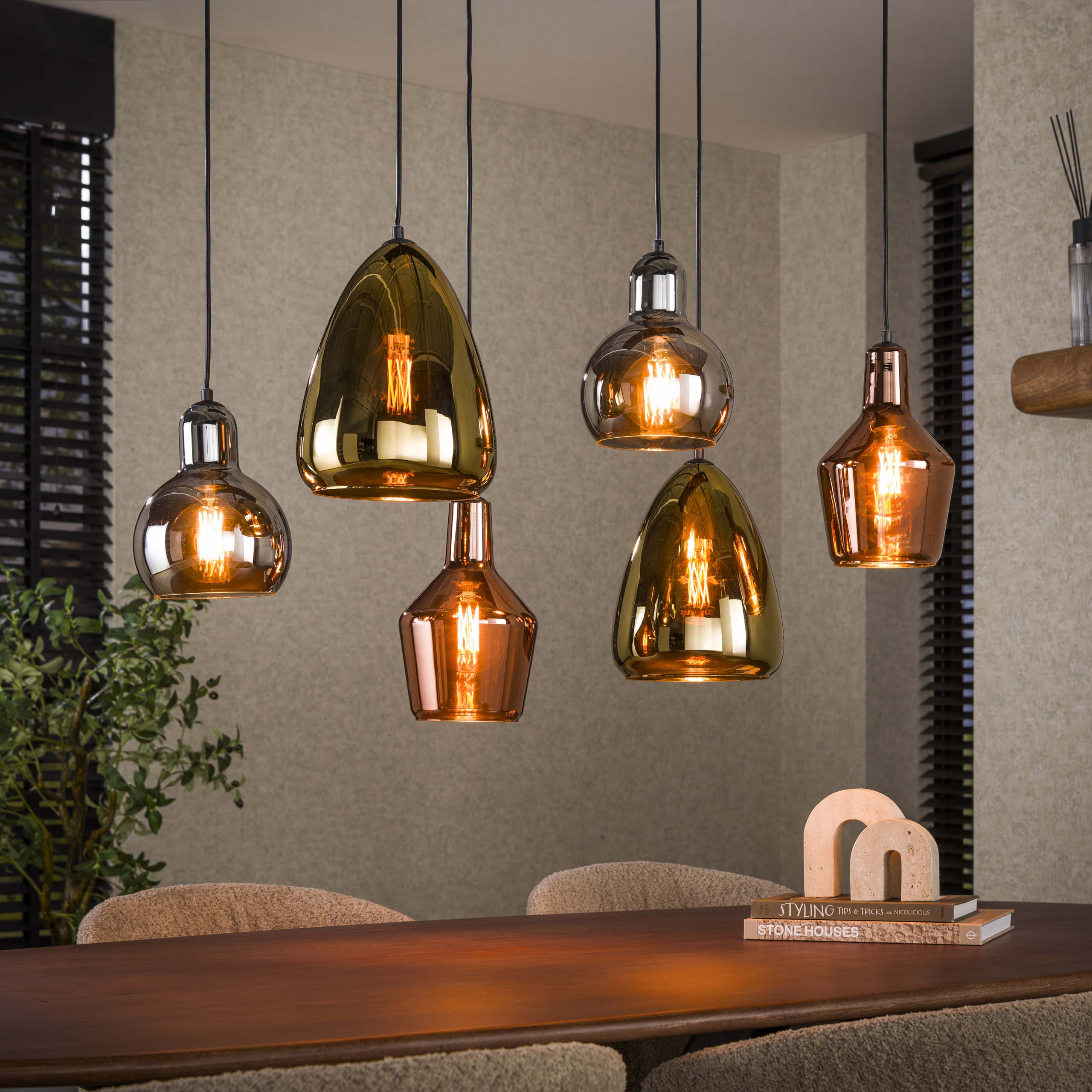 Hanglamp Tricolore 3+3-lichts / Artic zwart