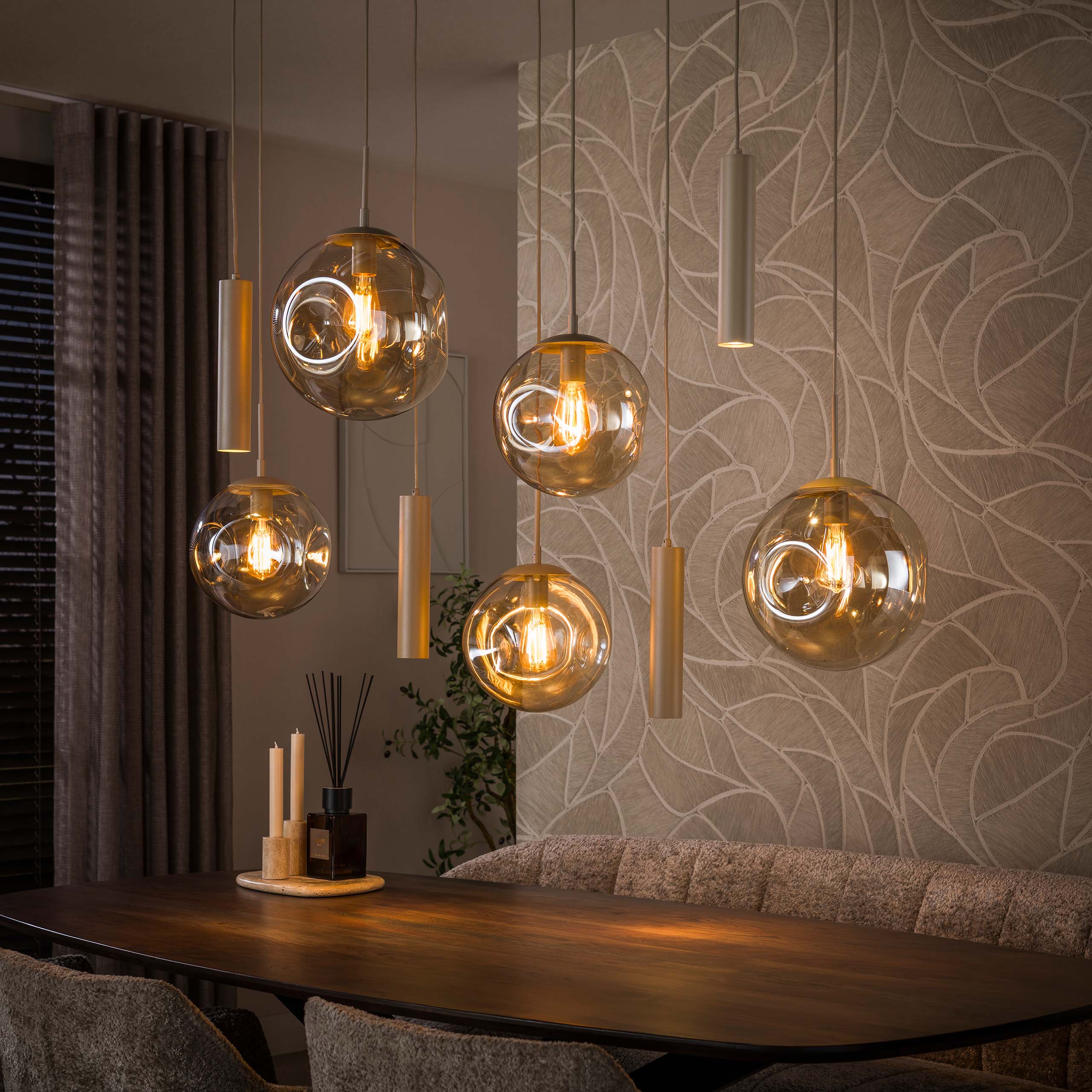 Hanglamp Stellar pendel 5+4-lichts / Beige
