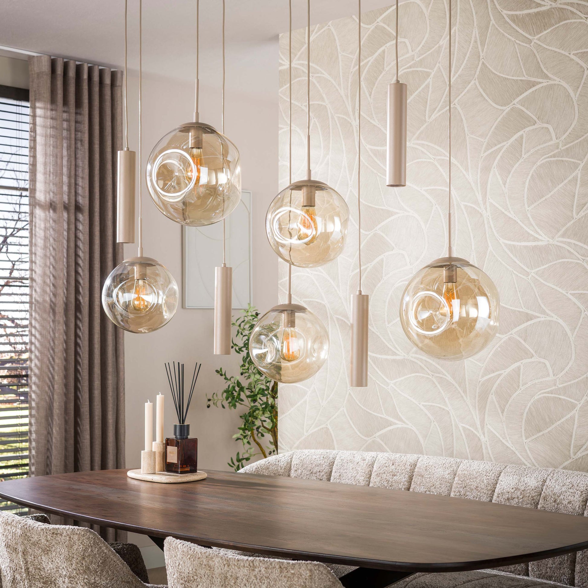 Hanglamp Stellar pendel 5+4-lichts / Beige