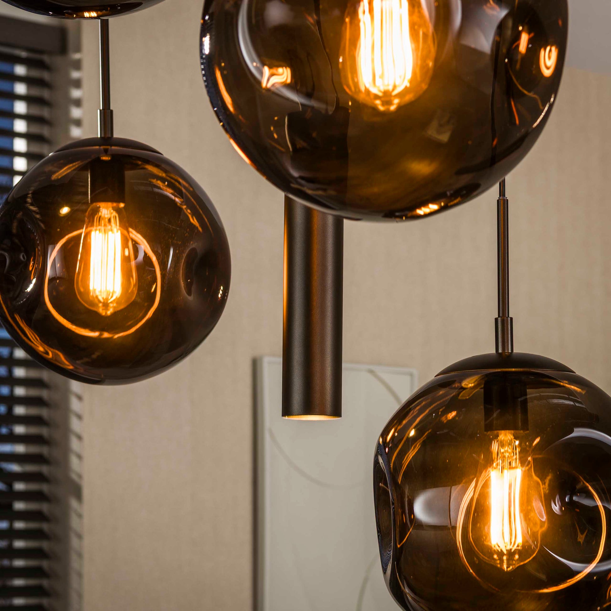 Hanglamp Stellar pendel 5+4-lichts / Sienna bruin
