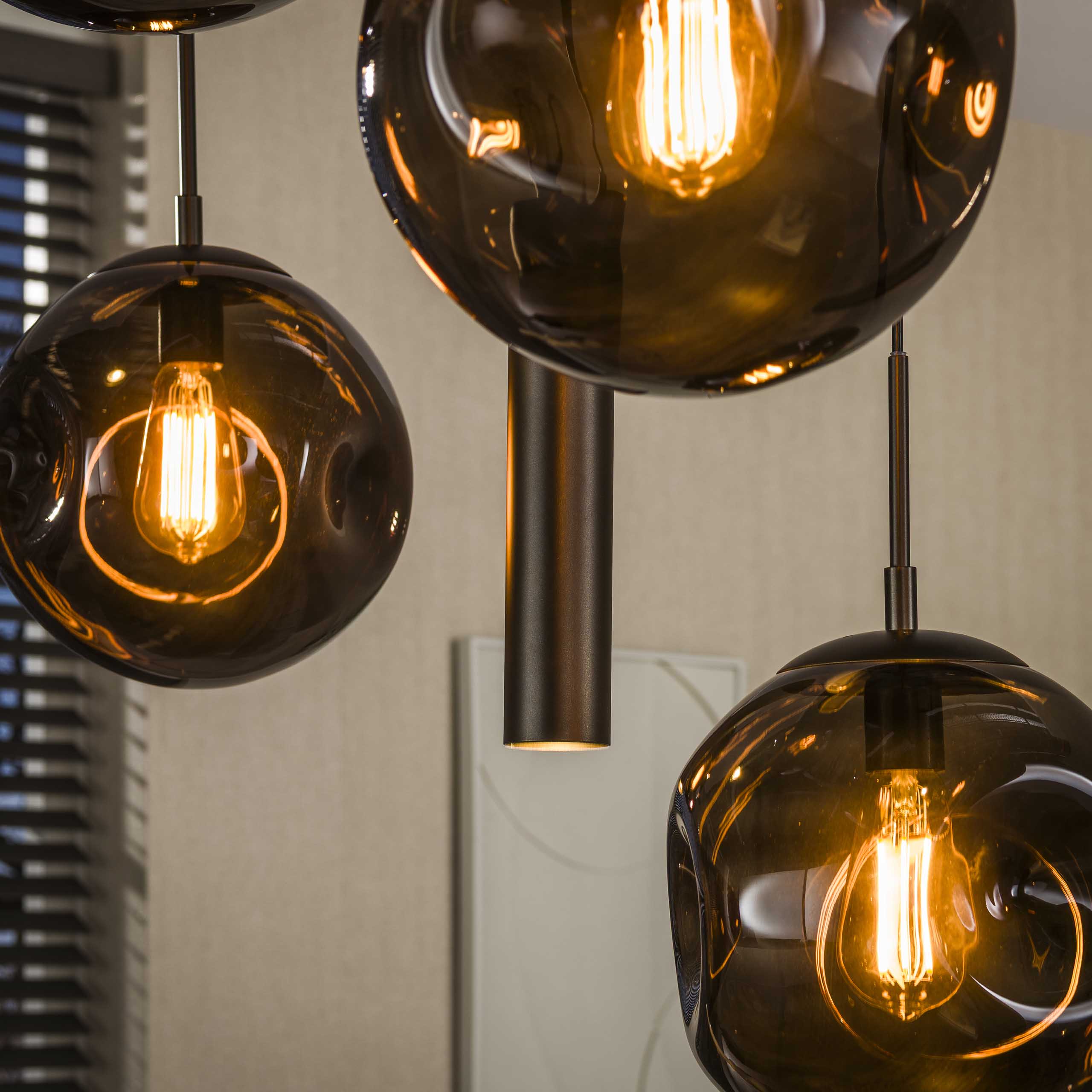 Hanglamp Stellar pendel 5+4-lichts / Sienna bruin