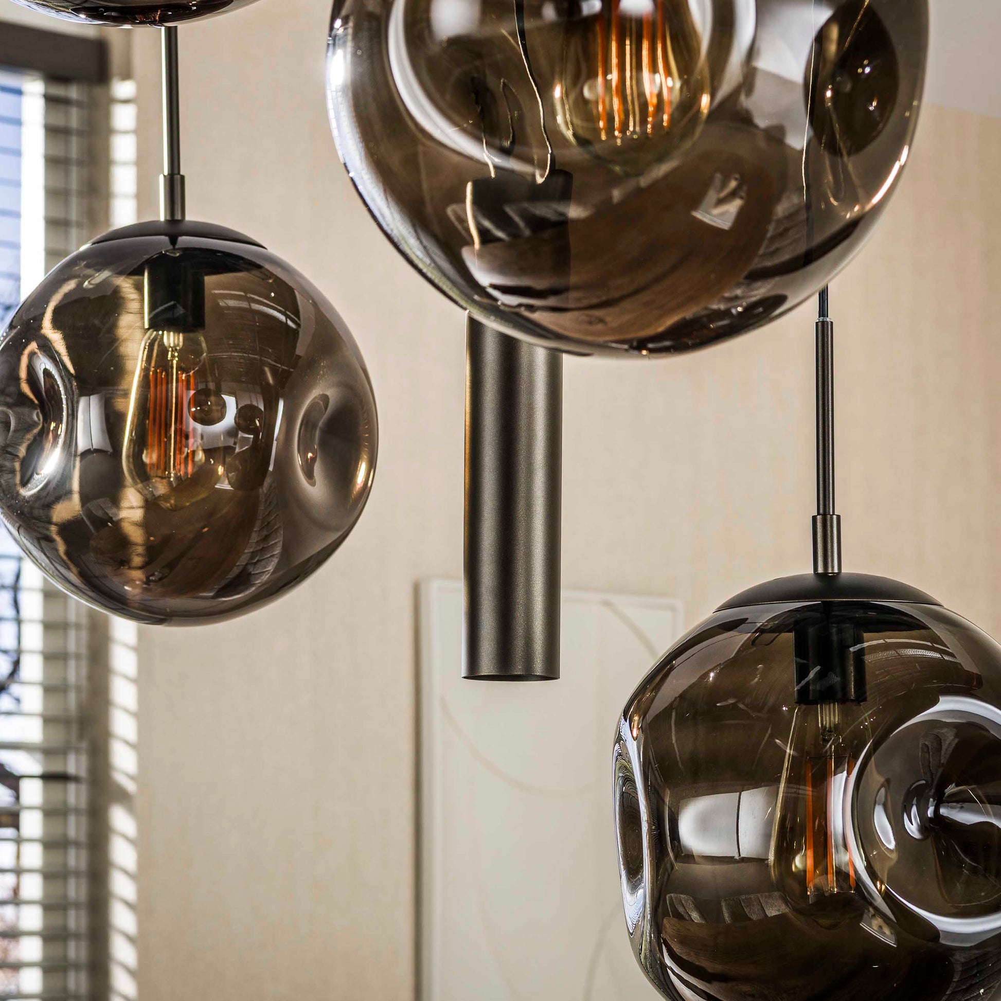 Hanglamp Stellar pendel 5+4-lichts / Sienna bruin