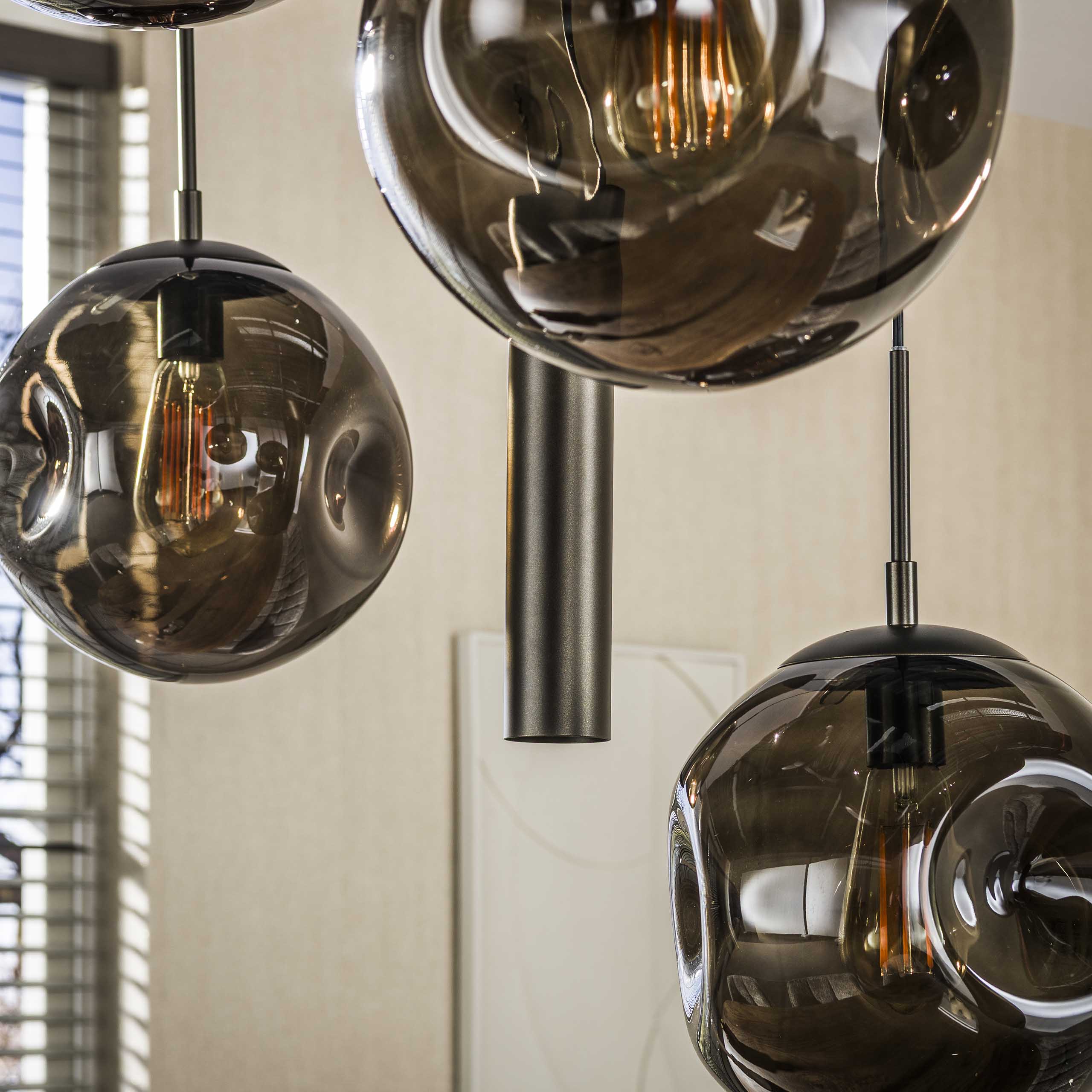 Hanglamp Stellar pendel 5+4-lichts / Sienna bruin