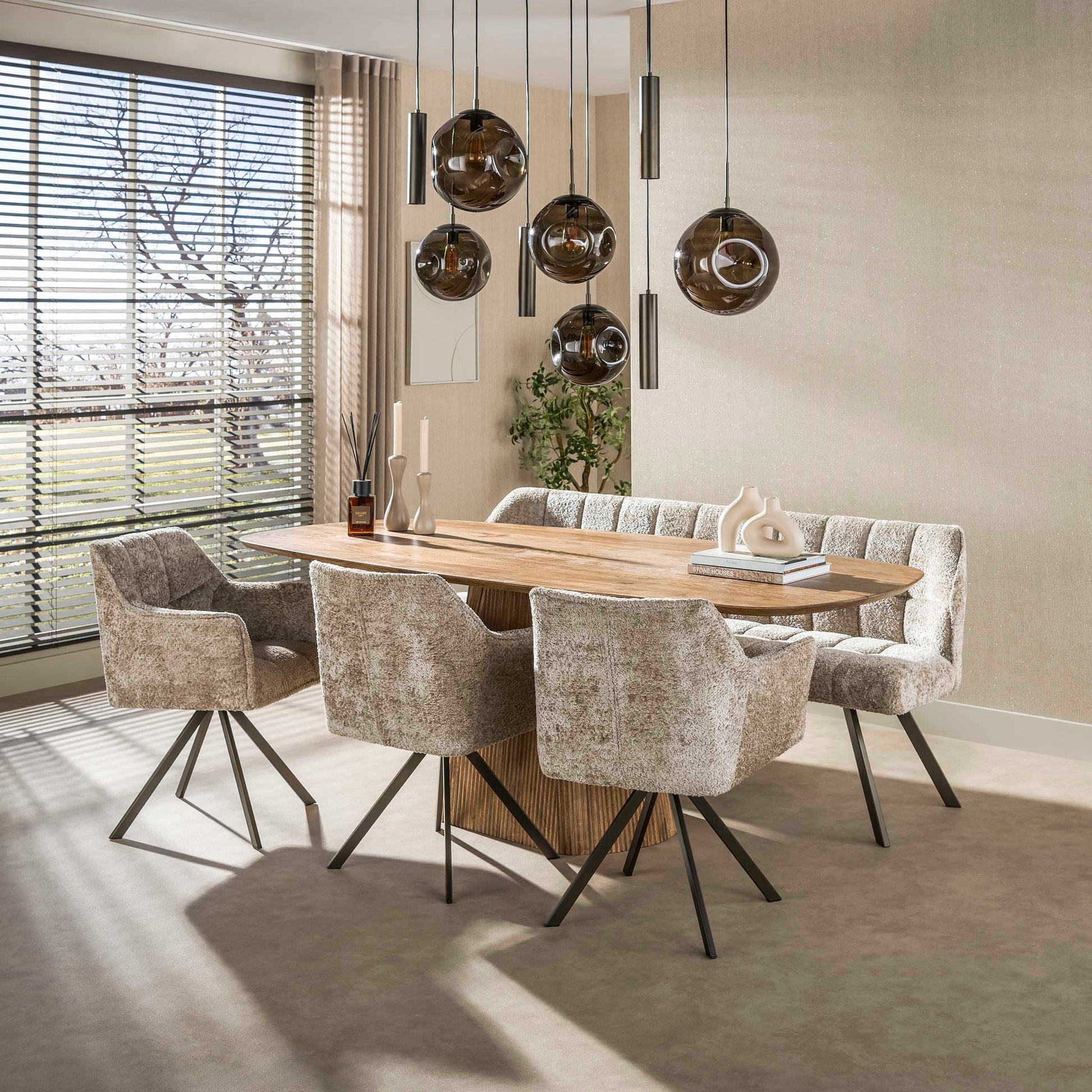 Hanglamp Stellar pendel 5+4-lichts / Sienna bruin