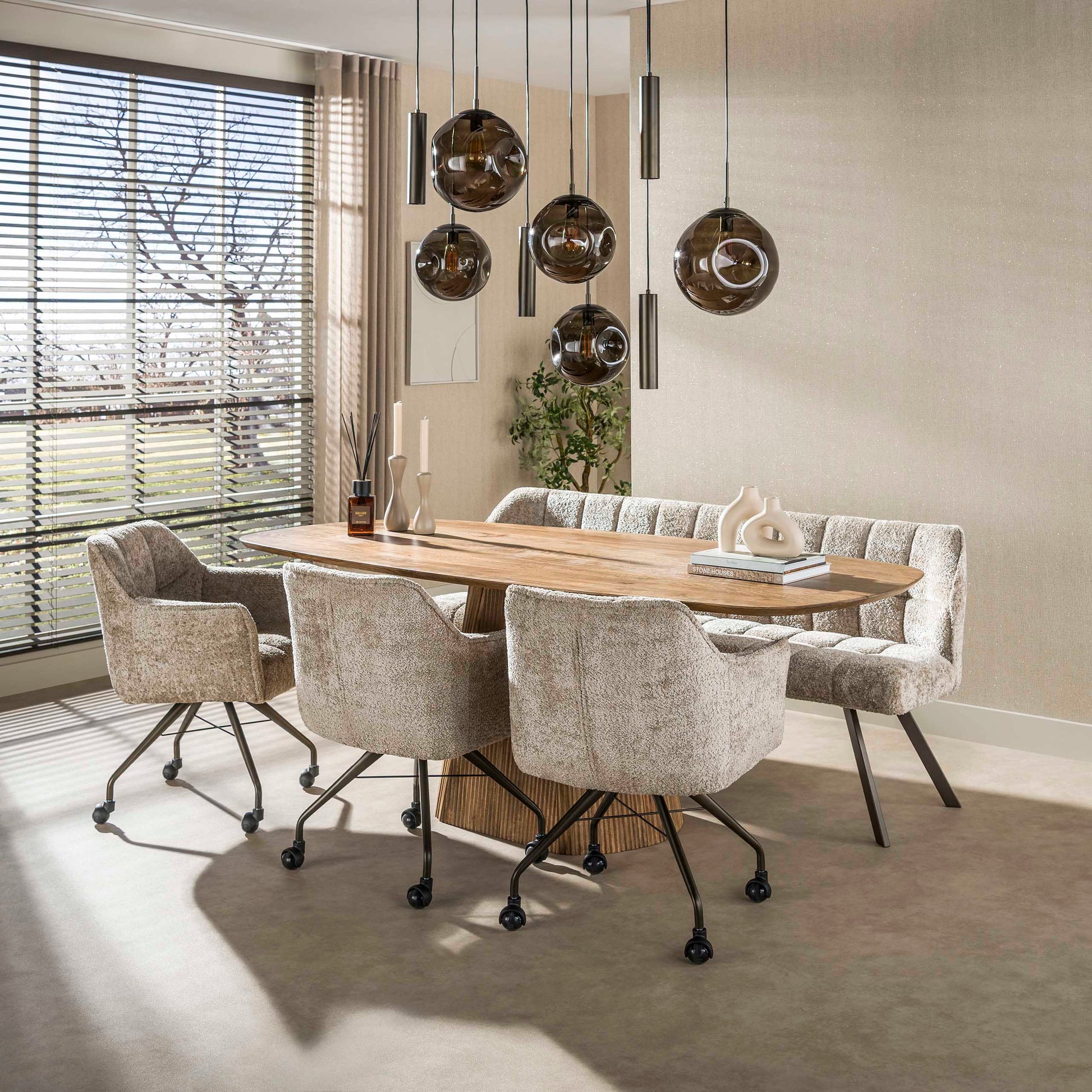 Hanglamp Stellar pendel 5+4-lichts / Sienna bruin