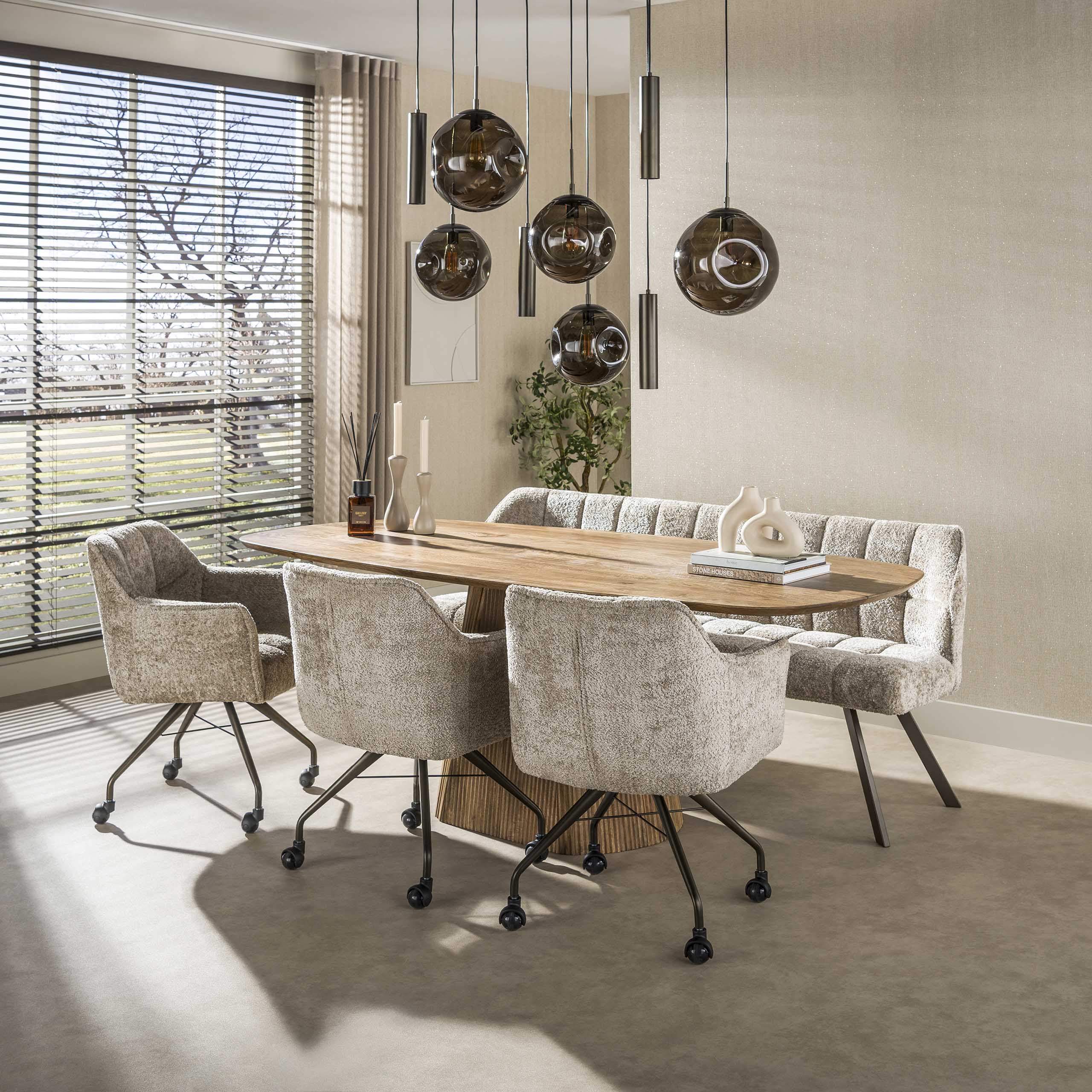 Hanglamp Stellar pendel 5+4-lichts / Sienna bruin