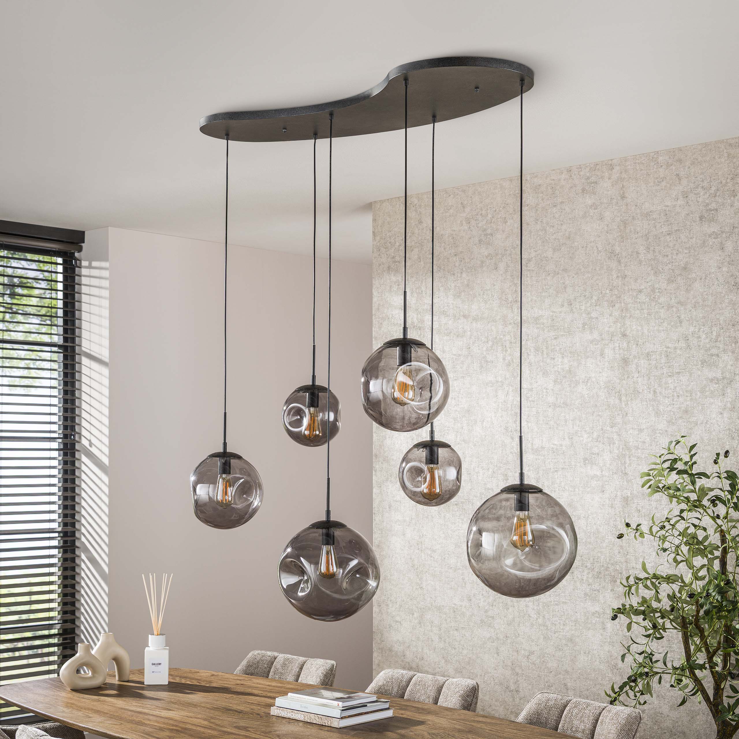 Hanglamp Stellar Black 6 Lichts Artic Zwart