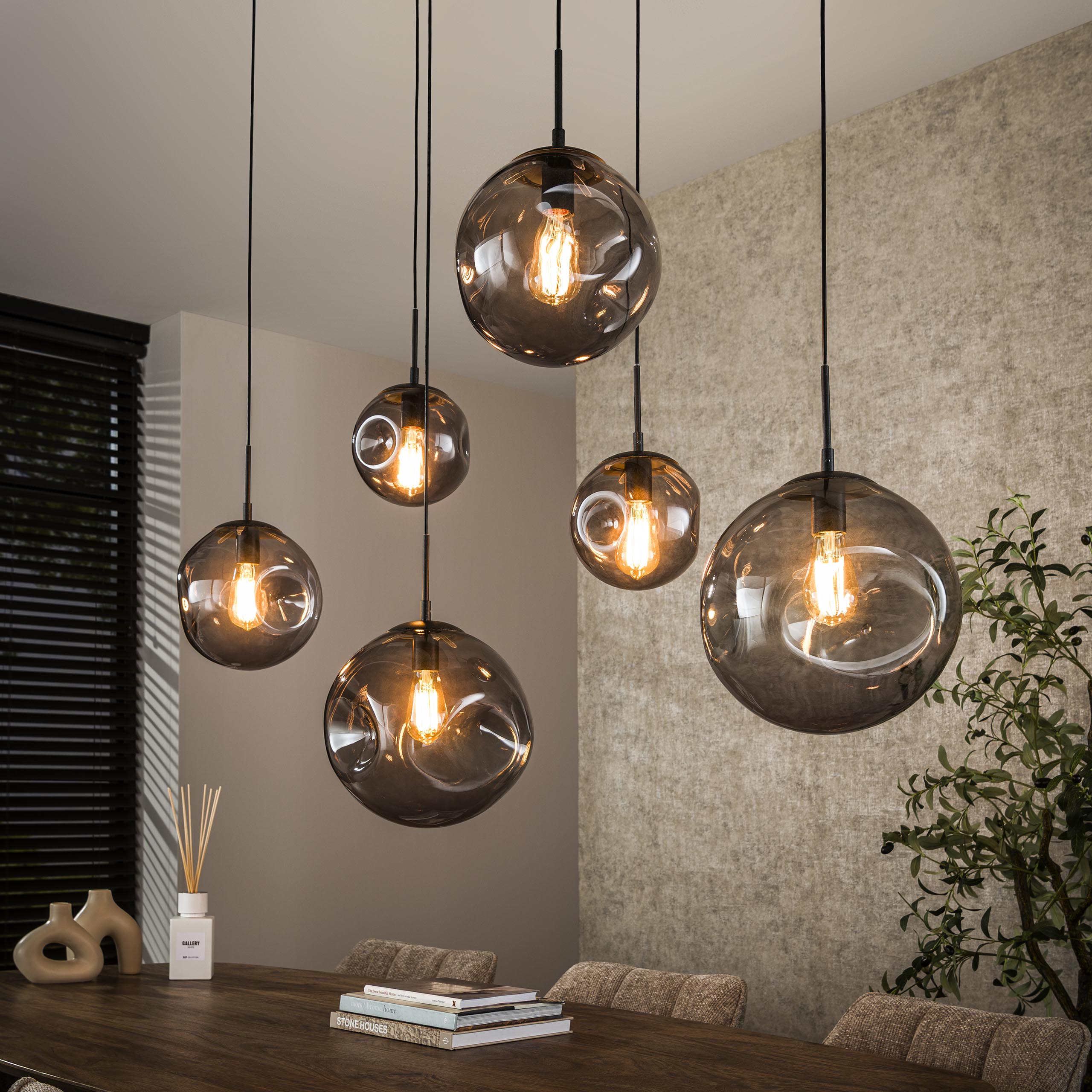 Hanglamp Stellar Black 6 Lichts Artic Zwart