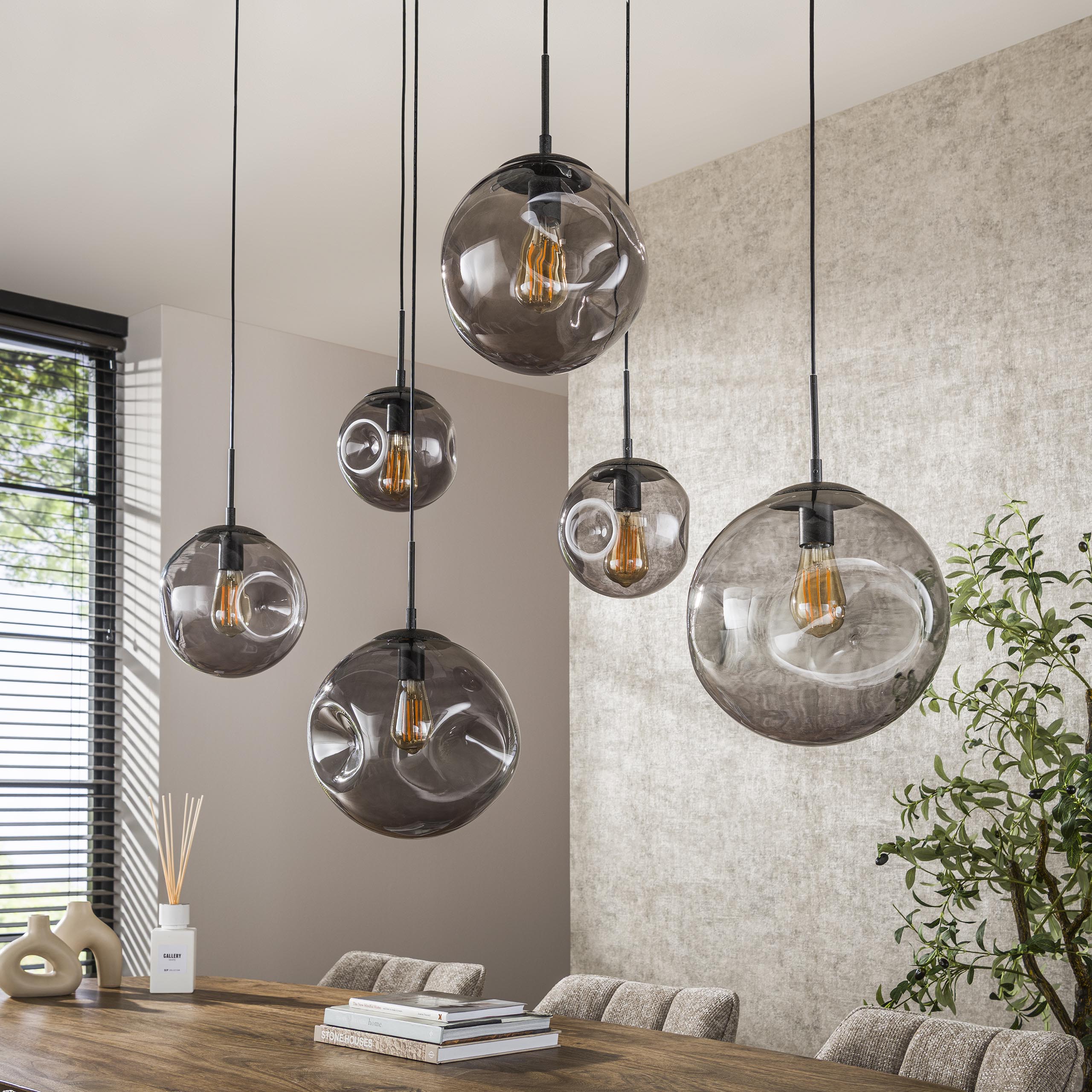 Hanglamp Stellar Black 6 Lichts Artic Zwart