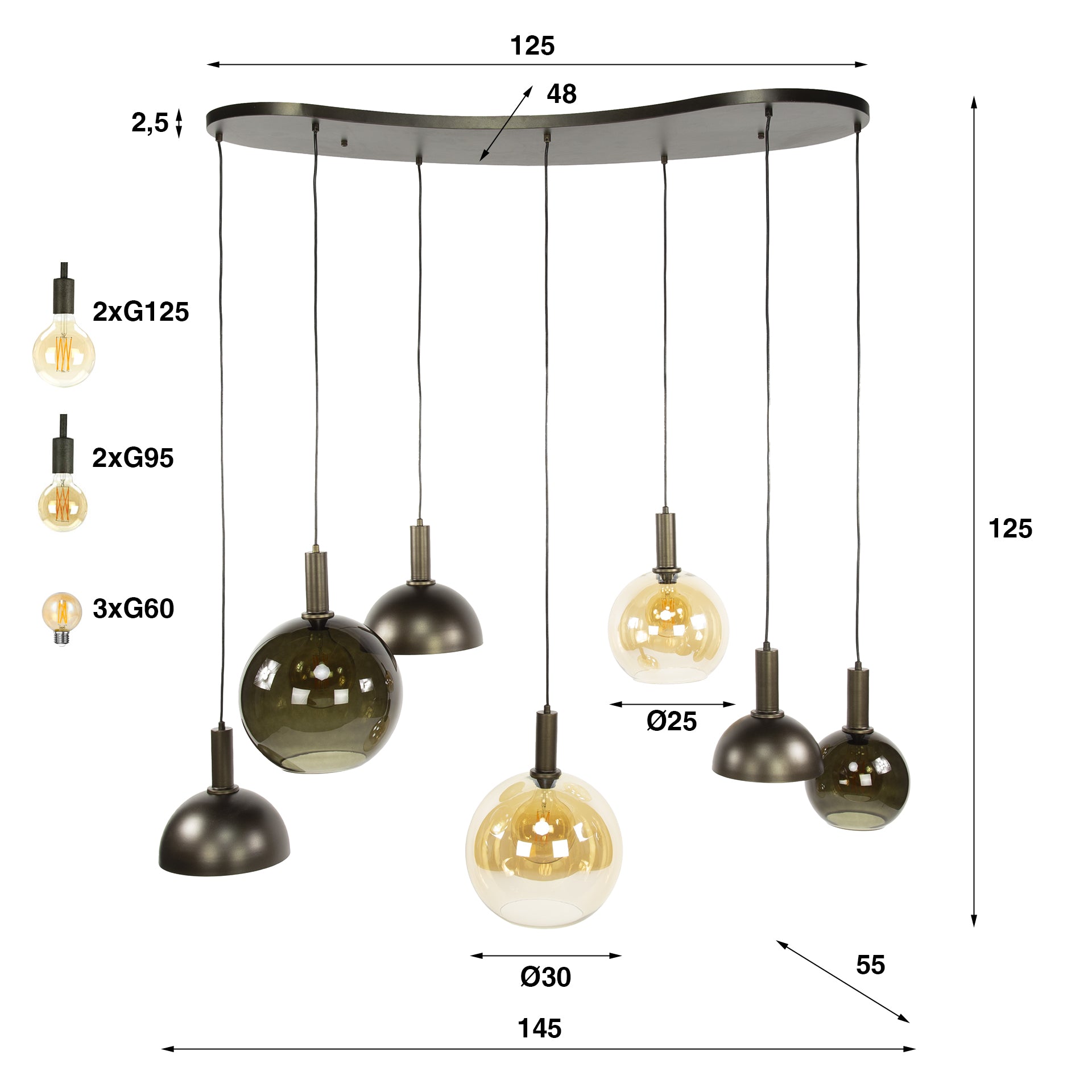 Hanglamp Cluster 4 3 Lichts Sienna Bruin