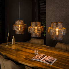 Hanglamp Lantern 3 Lichts Zwart Bruin