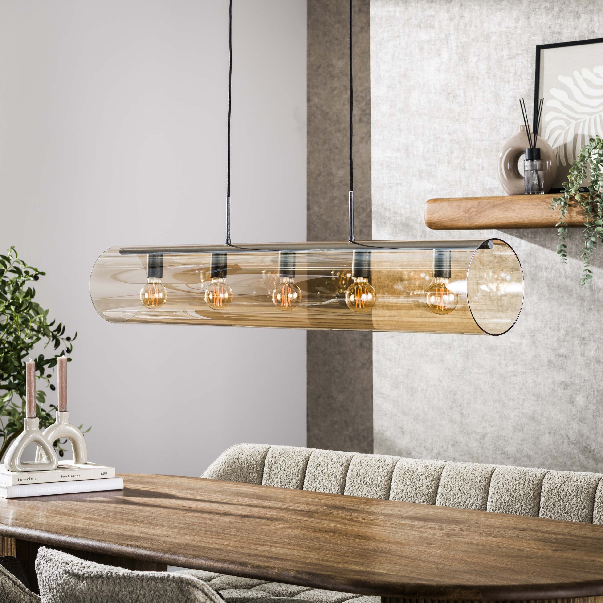 Hanglamp Tube Glass 5 Lichts Artic Zwart