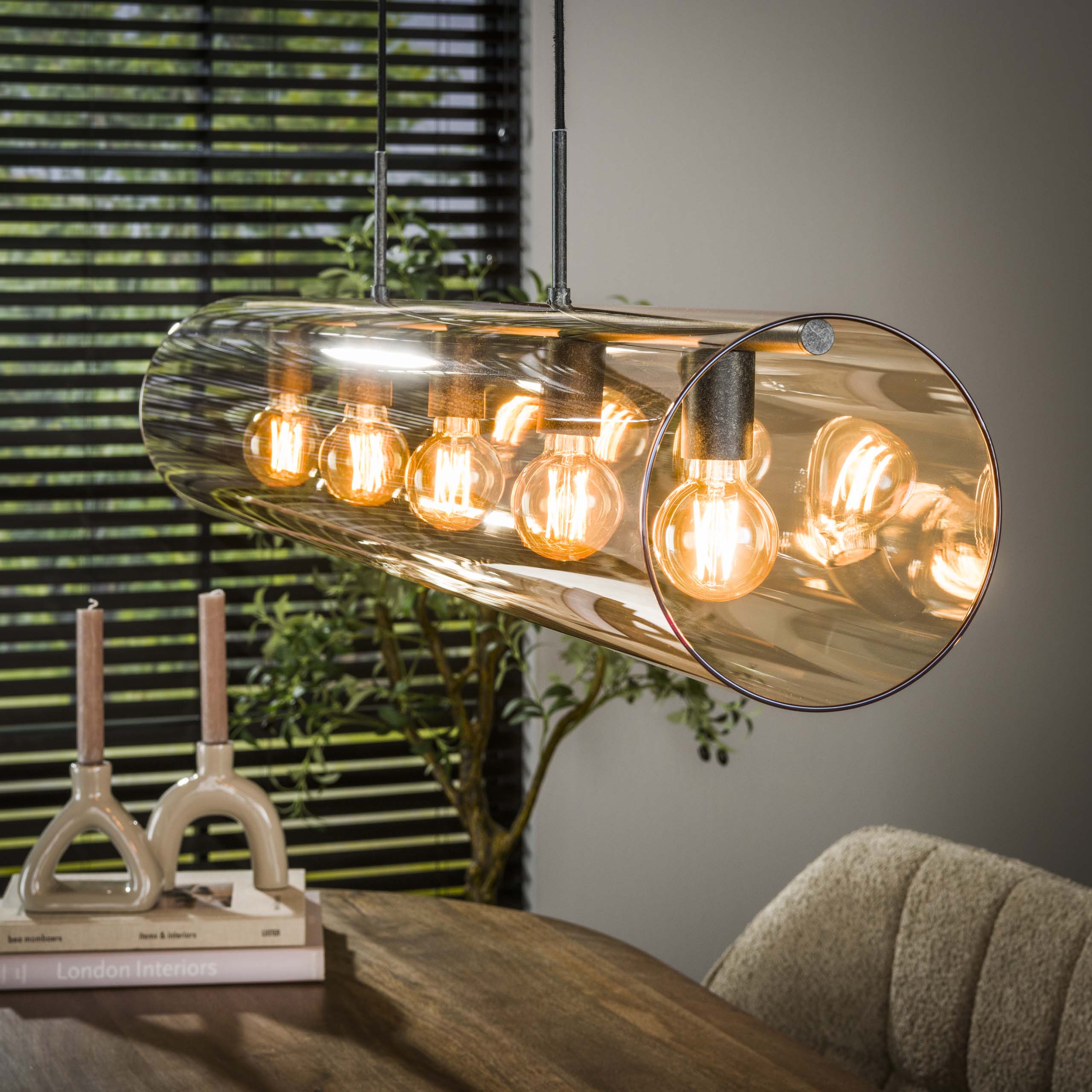 Hanglamp Tube Glass 5 Lichts Artic Zwart