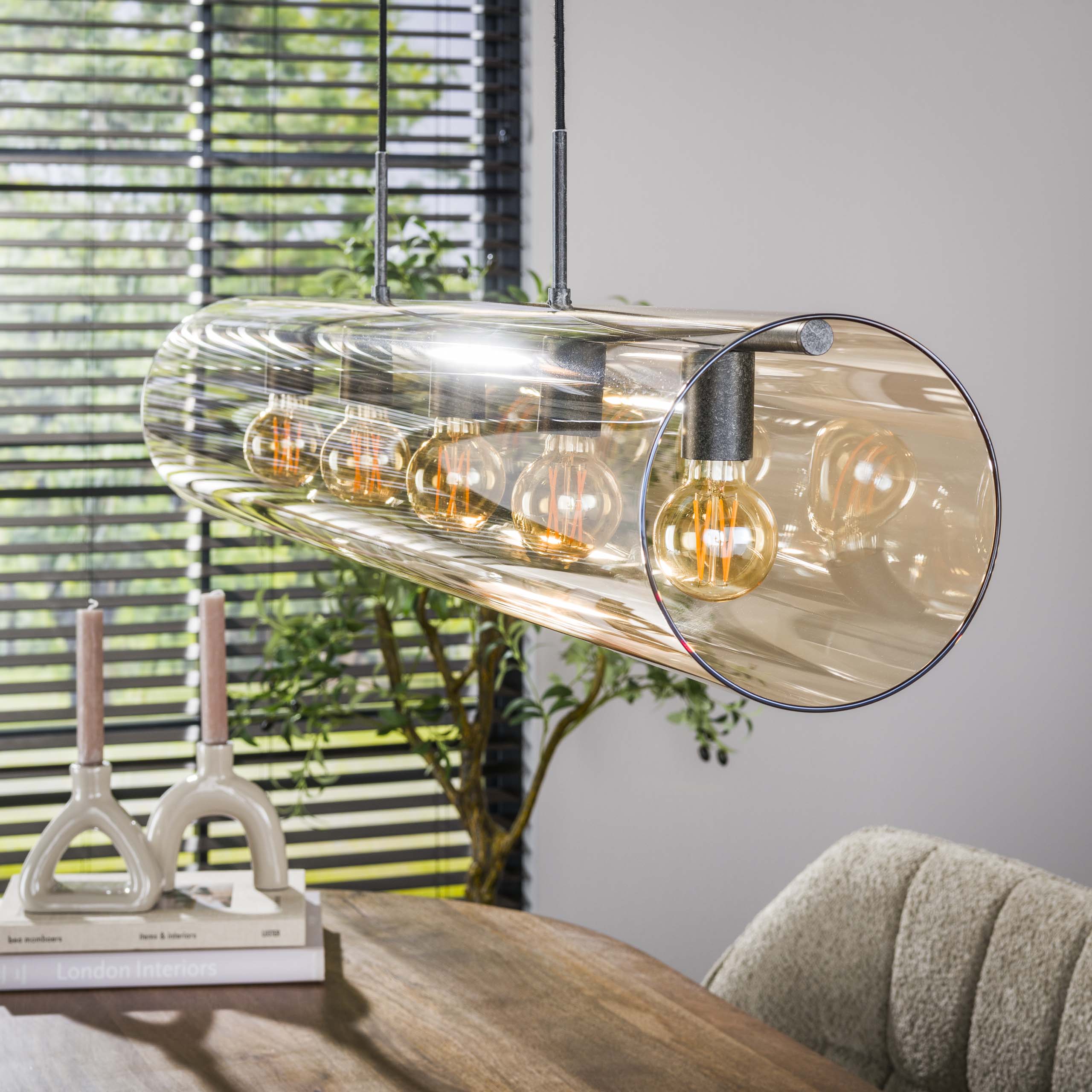 Hanglamp Tube Glass 5 Lichts Artic Zwart