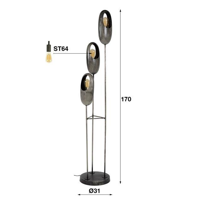 Vloerlamp 3x open oog getrapt