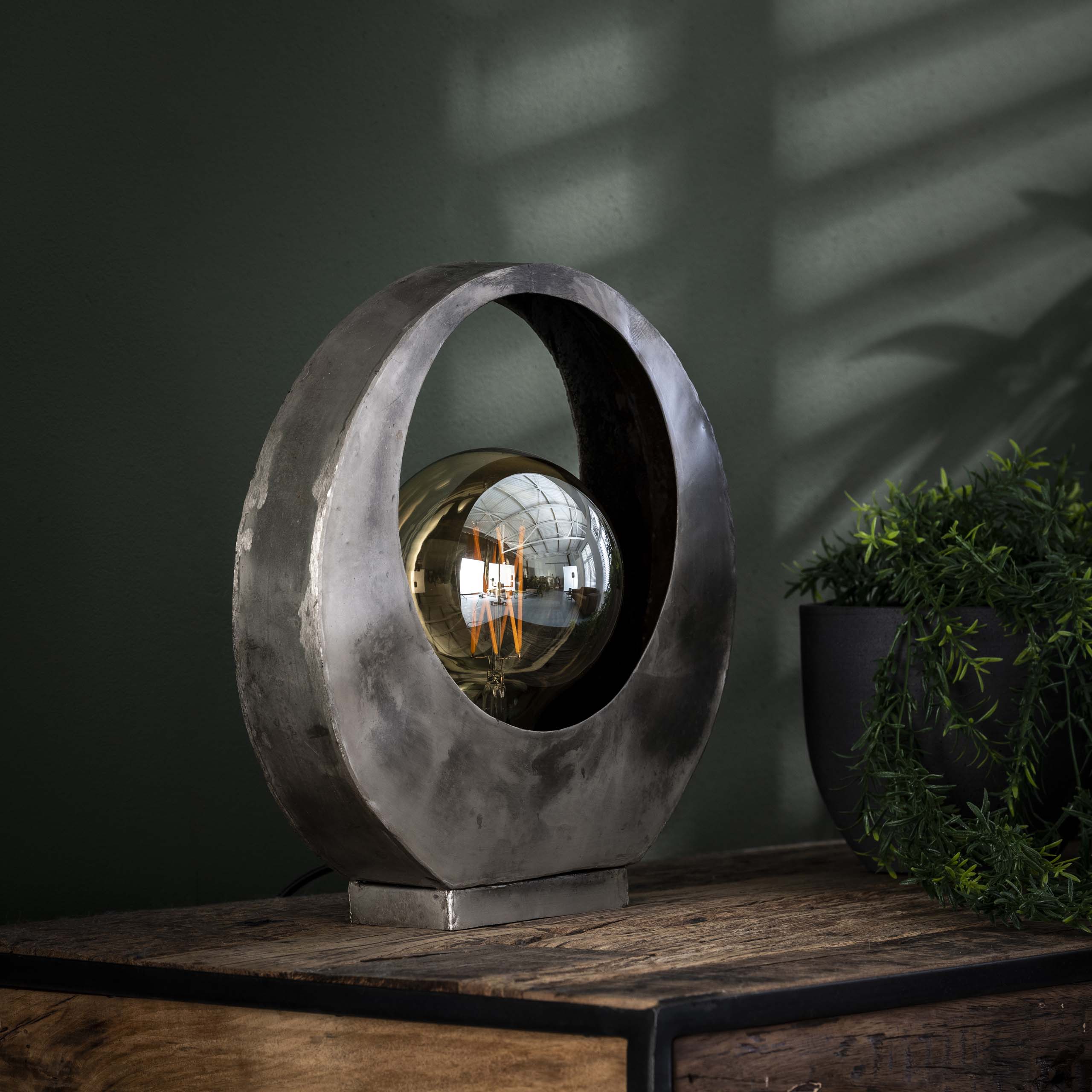 Tafellamp Full Moon 1 Lichts Oud Zilver