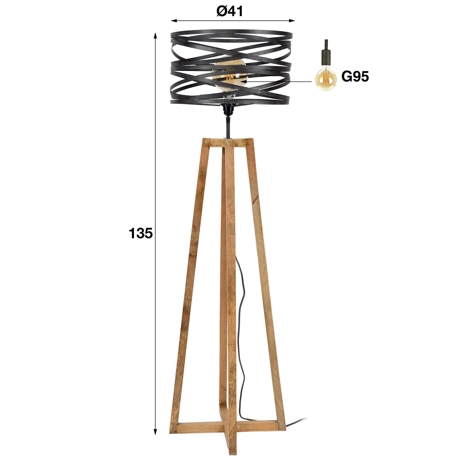 Vloerlamp Twist 1 Lichts Slate Grey