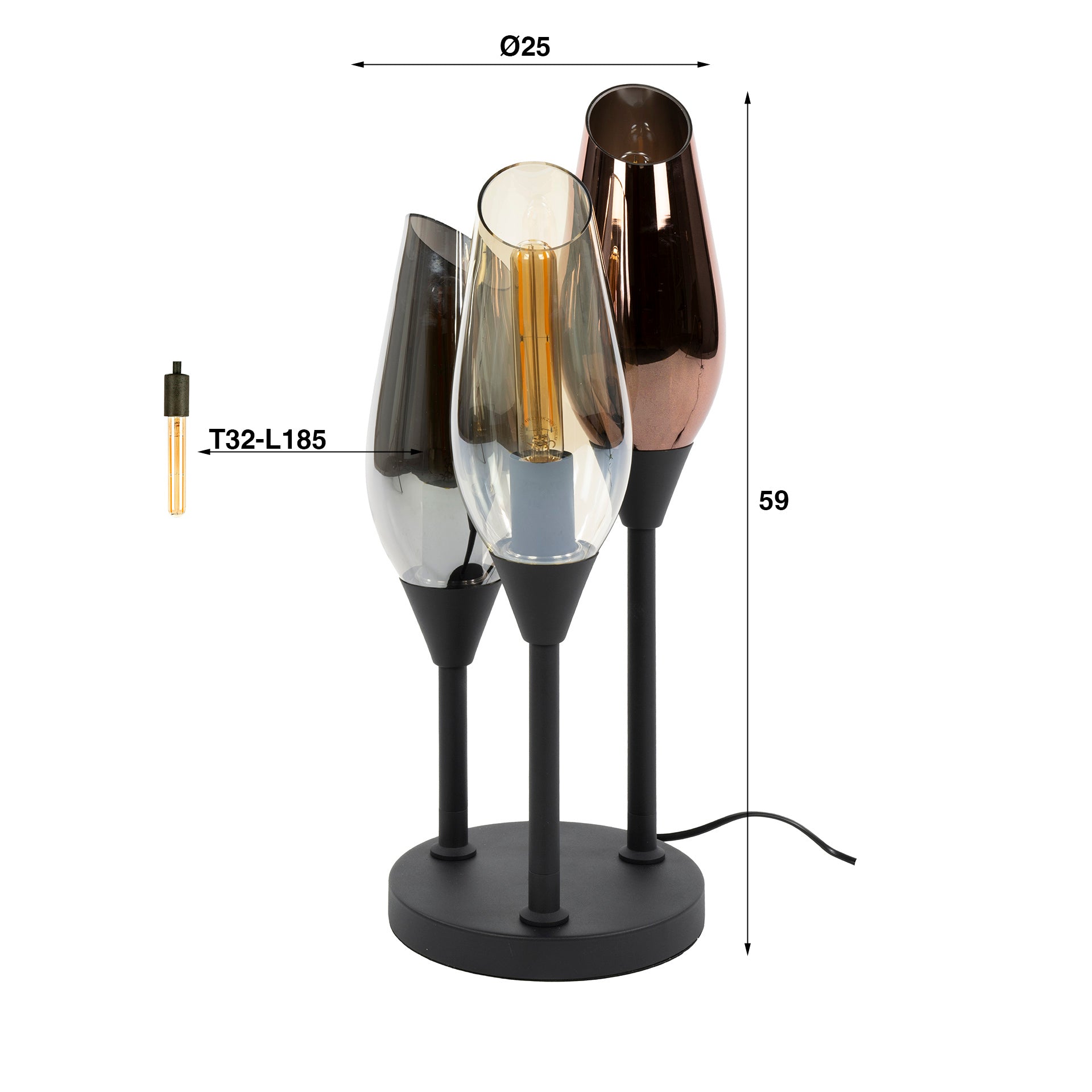Tafellamp Cocoon 3 Lichts Zwart