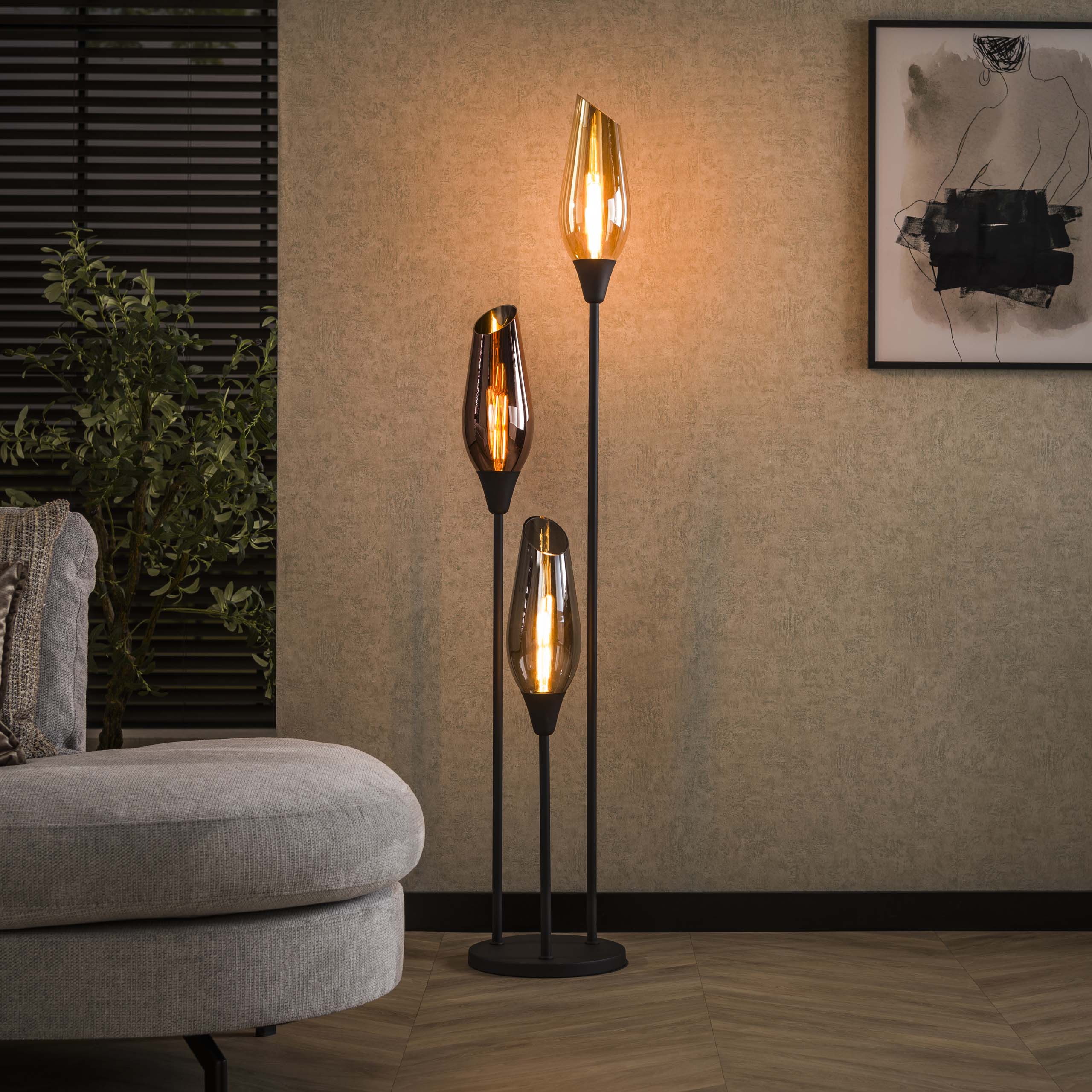 Vloerlamp Cocoon 3-lichts / Zwart