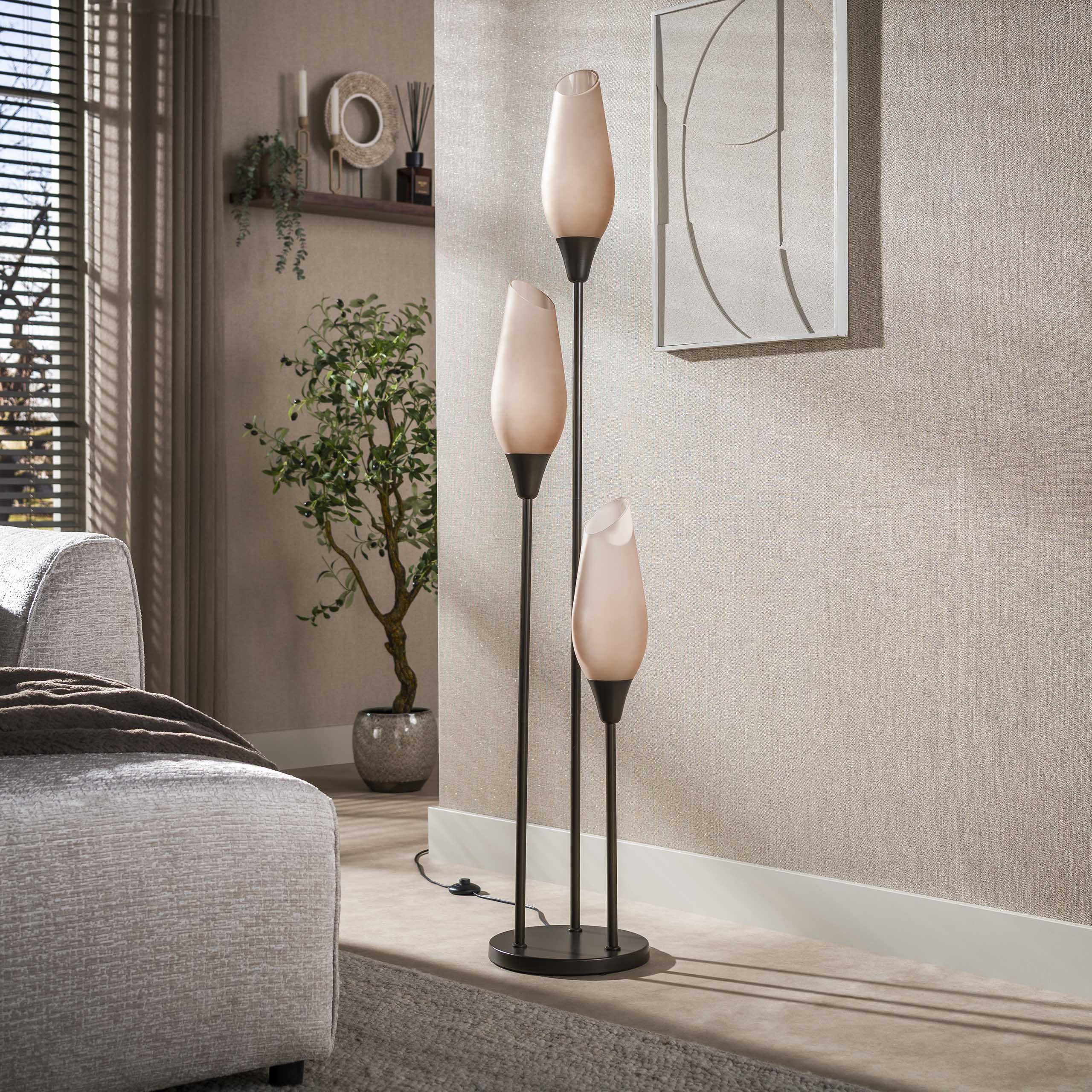 Vloerlamp Cocoon 3-lichts / Sienna bruin-frosted