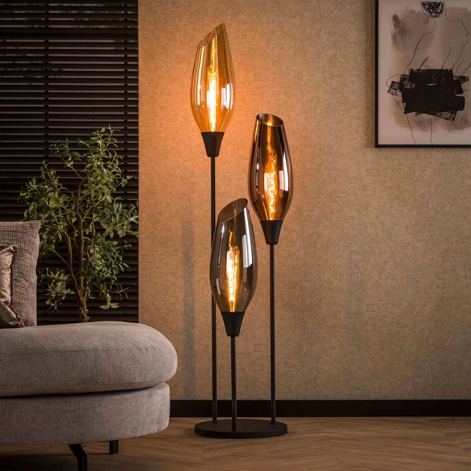 Vloerlamp Cocoon XL 3-lichts / Zwart