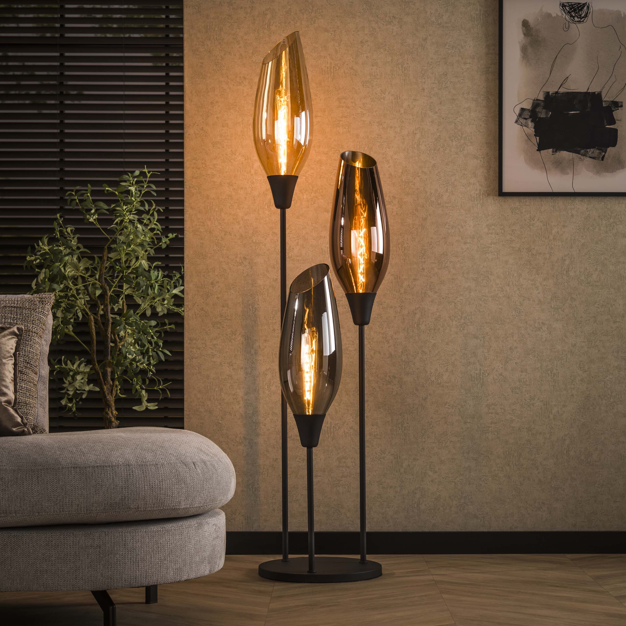 Vloerlamp Cocoon XL 3-lichts / Zwart