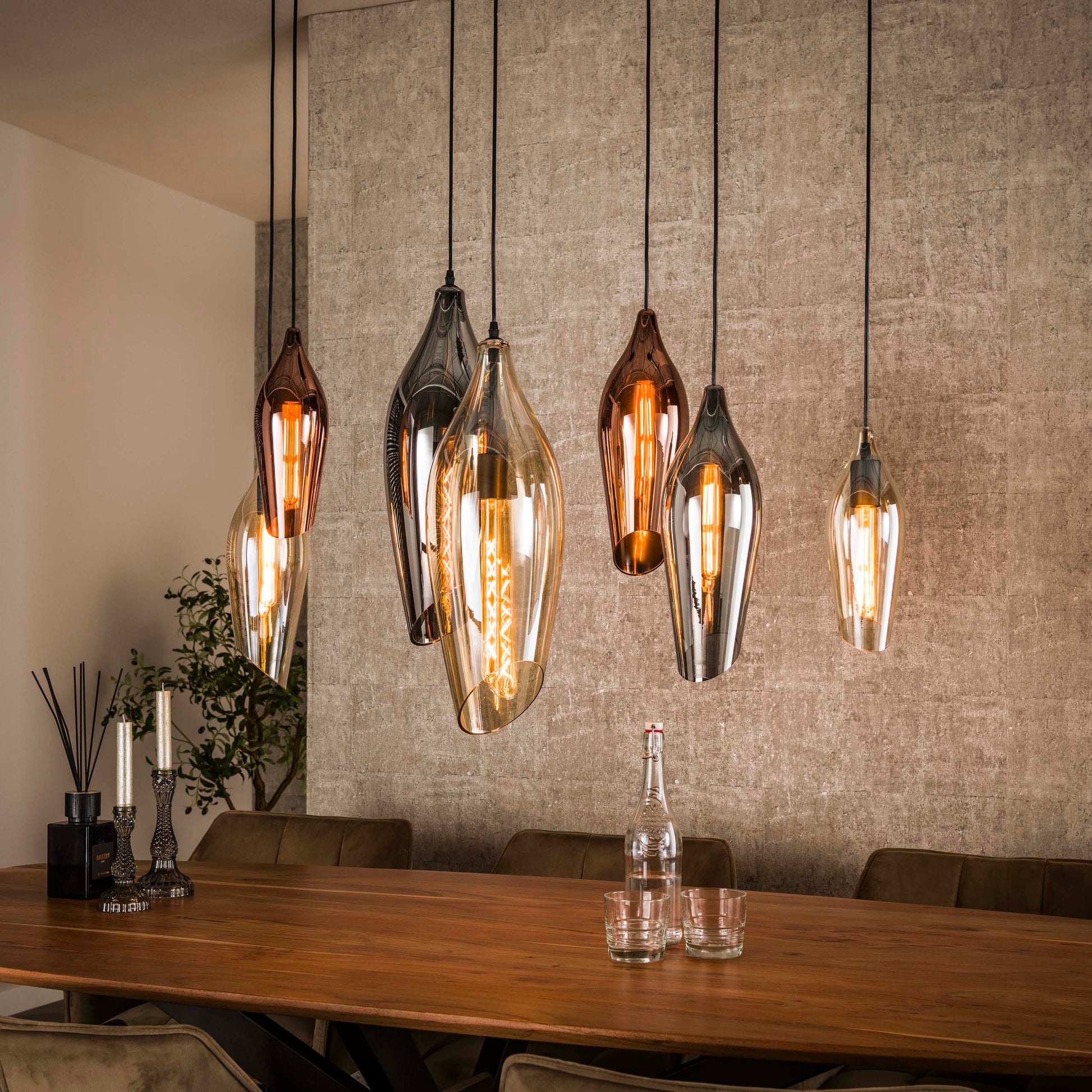 Hanglamp Cocoon 4+3-lichts / Zwart