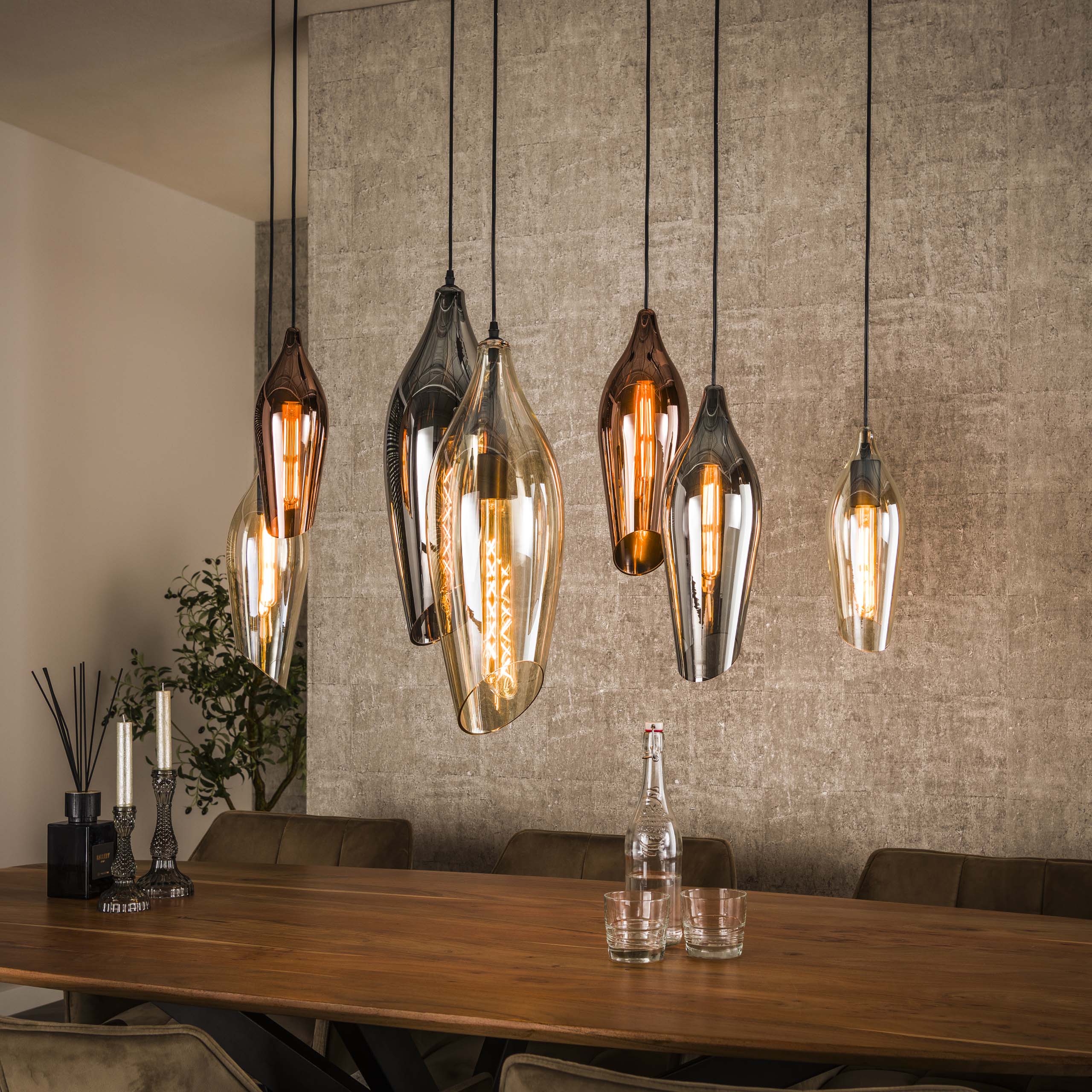 Hanglamp Cocoon 4+3-lichts / Zwart