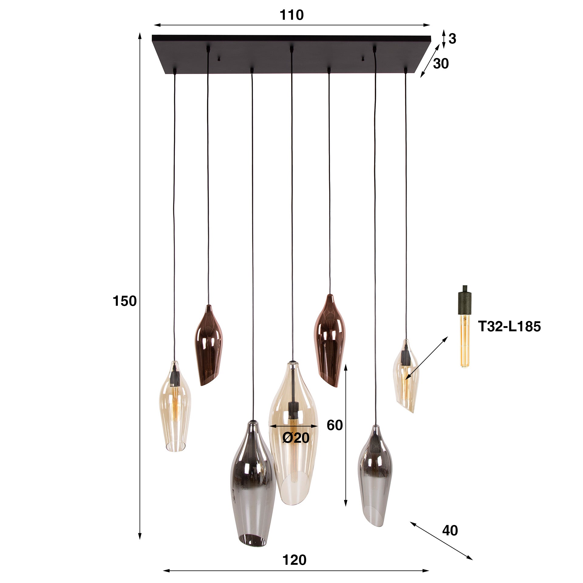 Hanglamp Cocoon 4 3 Lichts Zwart
