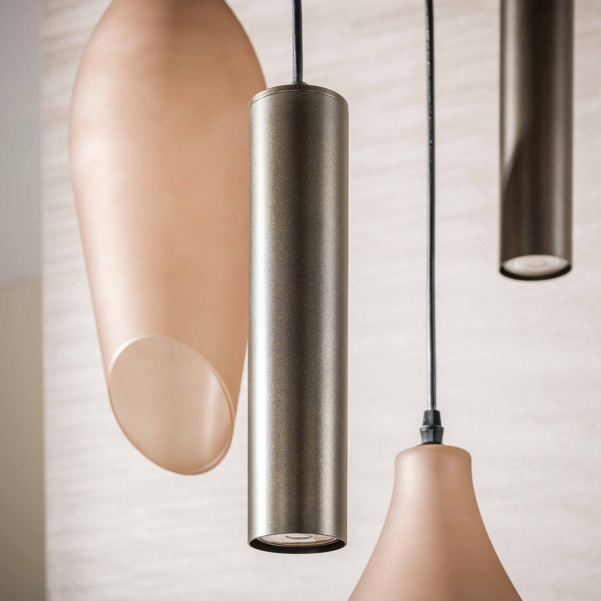 Hanglamp Cocoon pendel getrapt 5-lichts / Sienna bruin-frosted