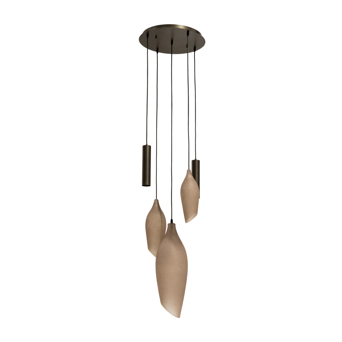 Hanglamp Cocoon pendel getrapt 5-lichts / Sienna bruin-frosted