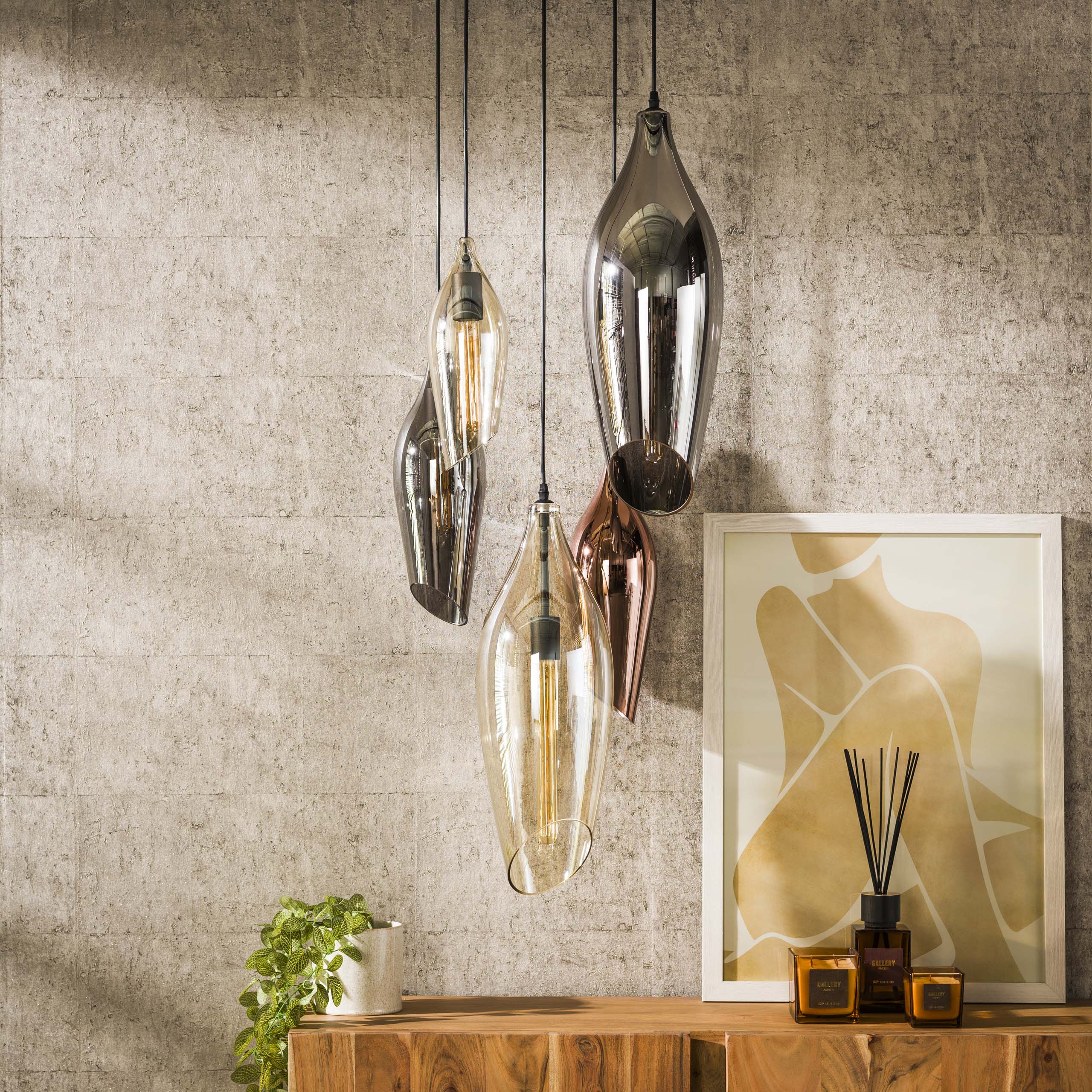 Hanglamp Cocoon Getrapt 5 Lichts Zwart