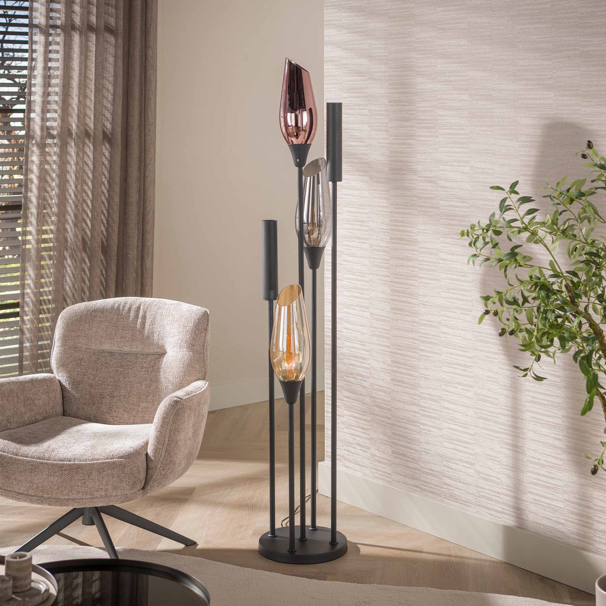Vloerlamp Cocoon 5-lichts / Zwart
