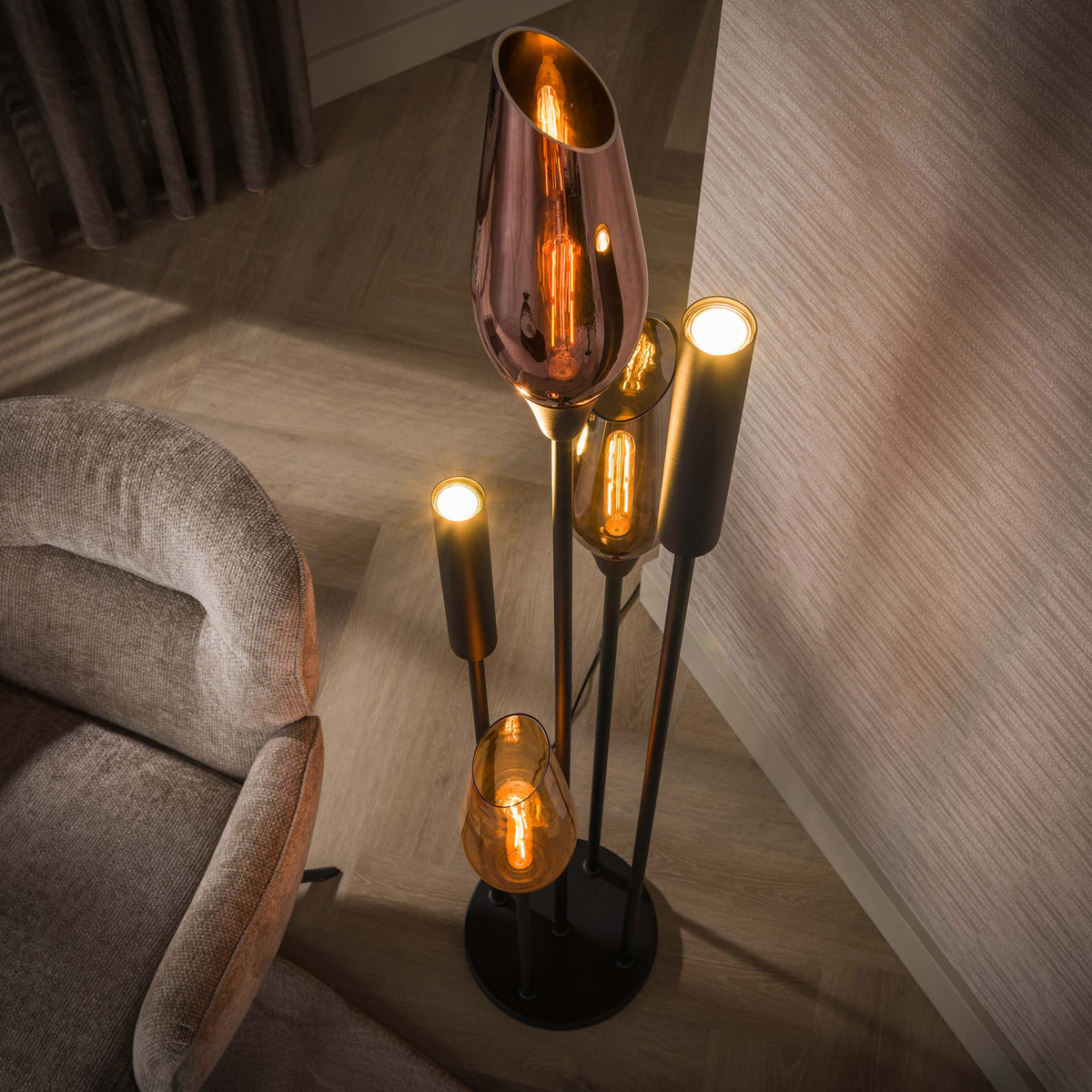 Vloerlamp Cocoon 5-lichts / Zwart