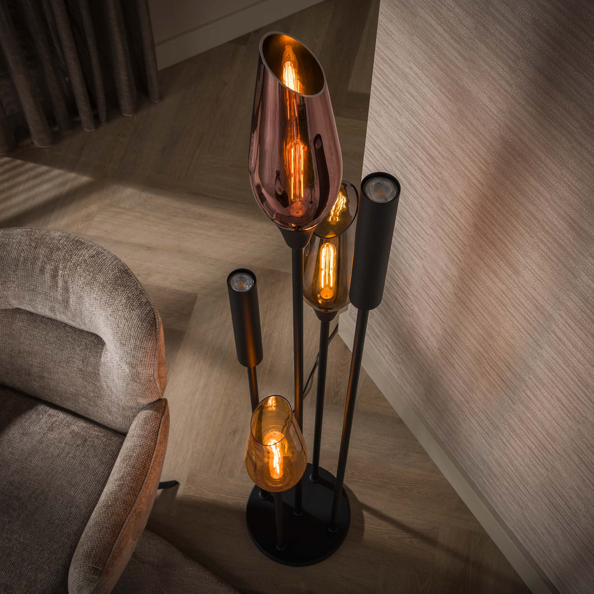 Vloerlamp Cocoon 5-lichts / Zwart