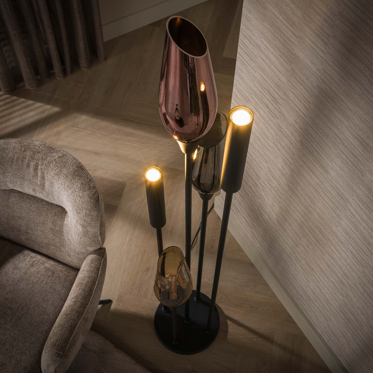Vloerlamp Cocoon 5-lichts / Zwart