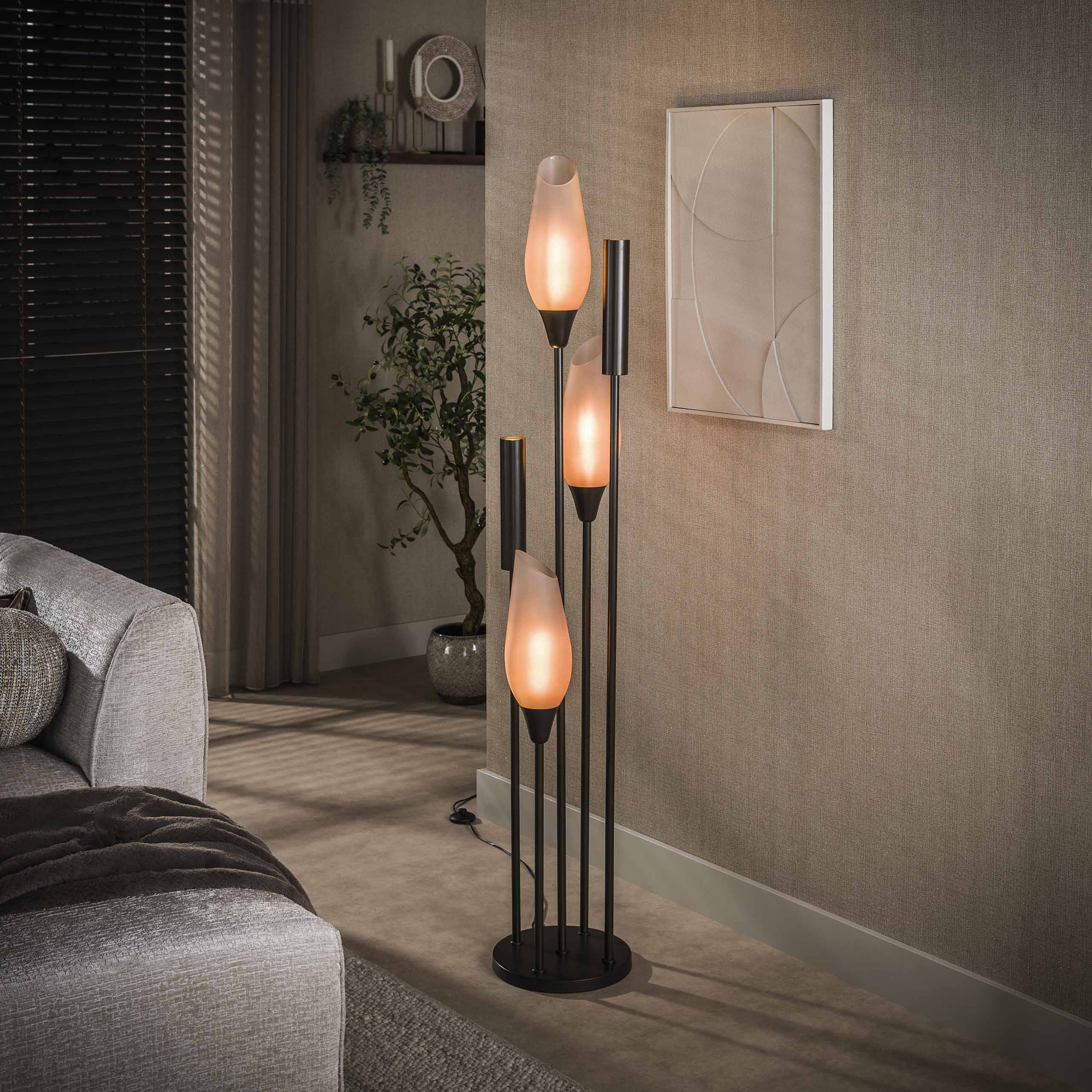 Vloerlamp Cocoon 5-lichts / Sienna bruin-frosted