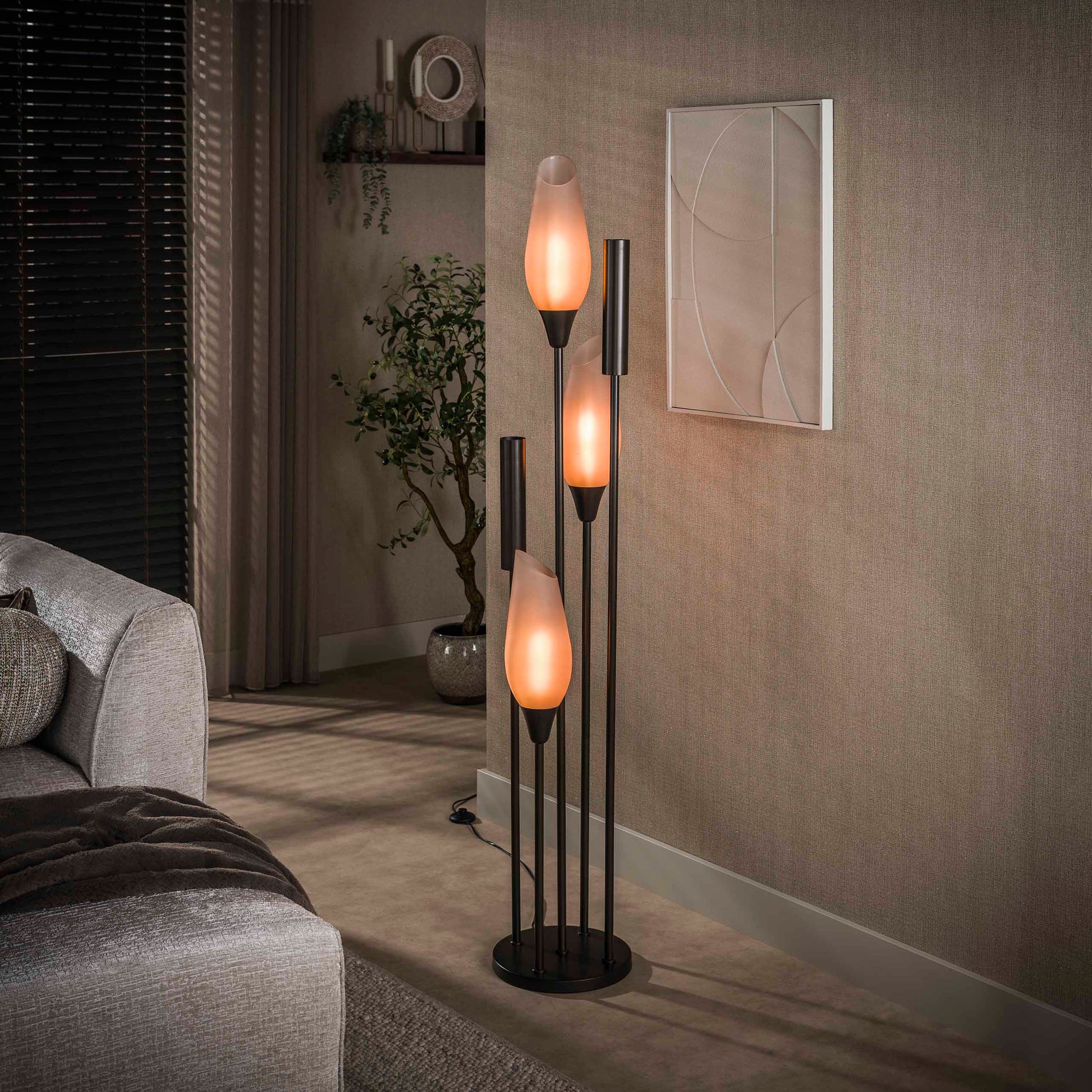 Vloerlamp Cocoon 5-lichts / Sienna bruin-frosted