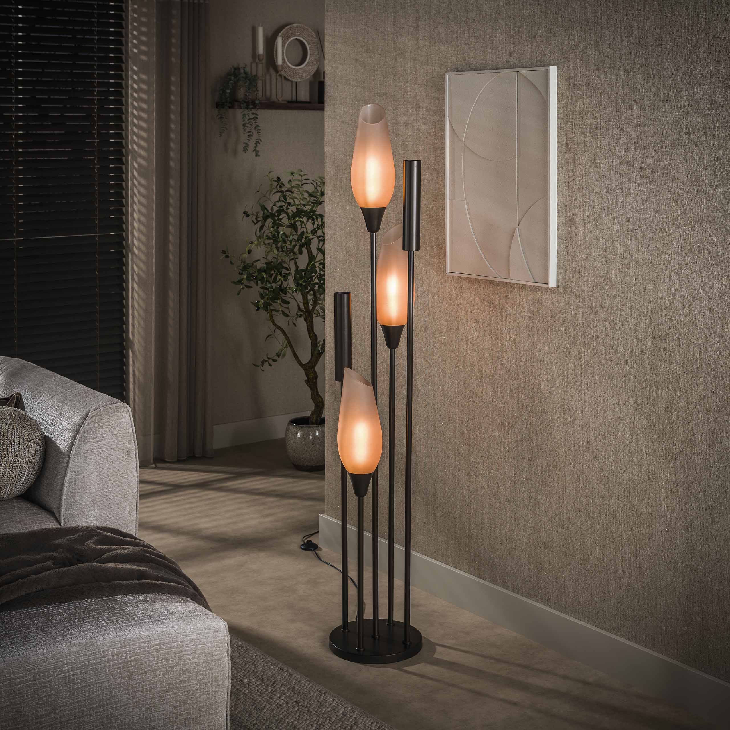 Vloerlamp Cocoon 5-lichts / Sienna bruin-frosted