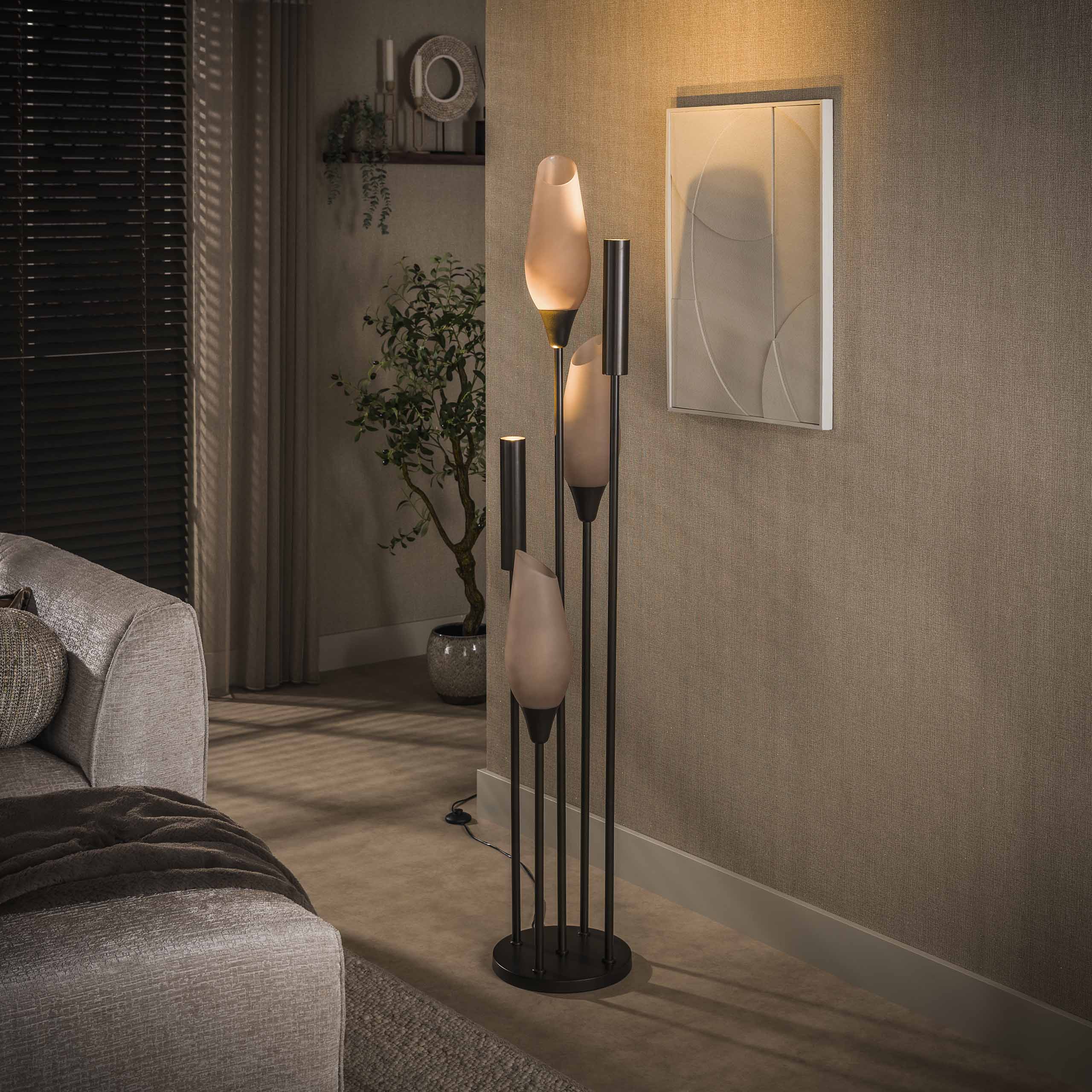 Vloerlamp Cocoon 5-lichts / Sienna bruin-frosted