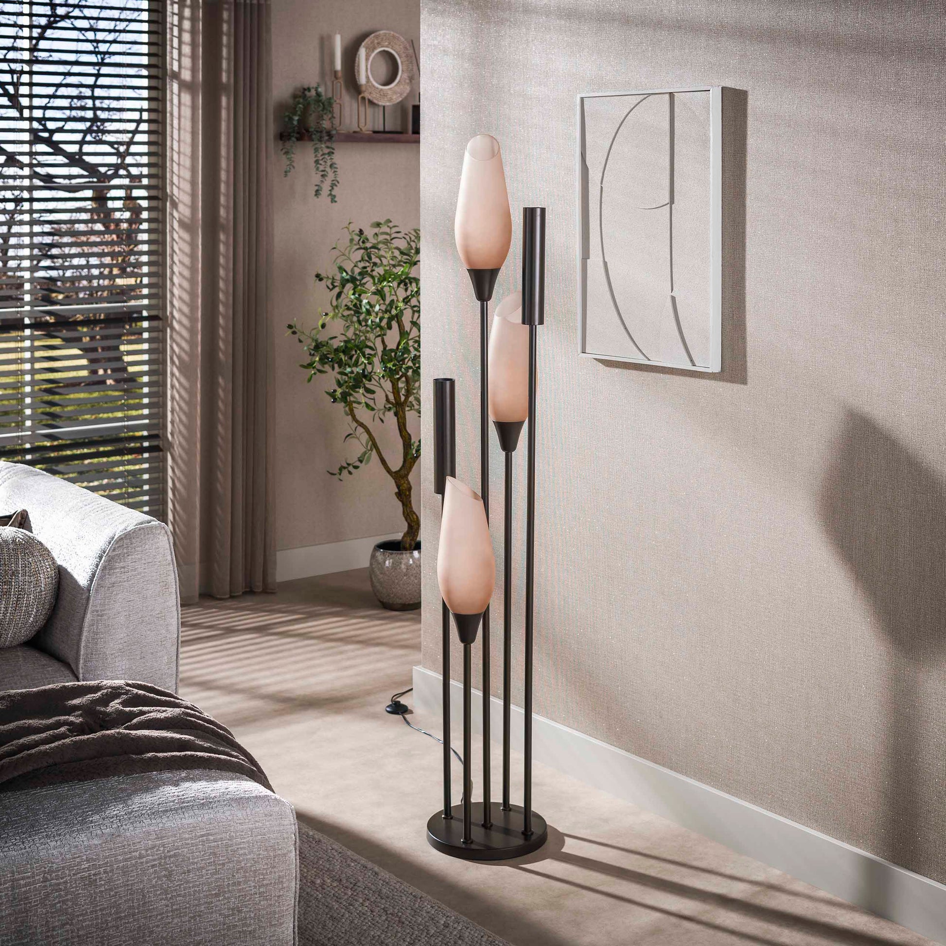 Vloerlamp Cocoon 5-lichts / Sienna bruin-frosted