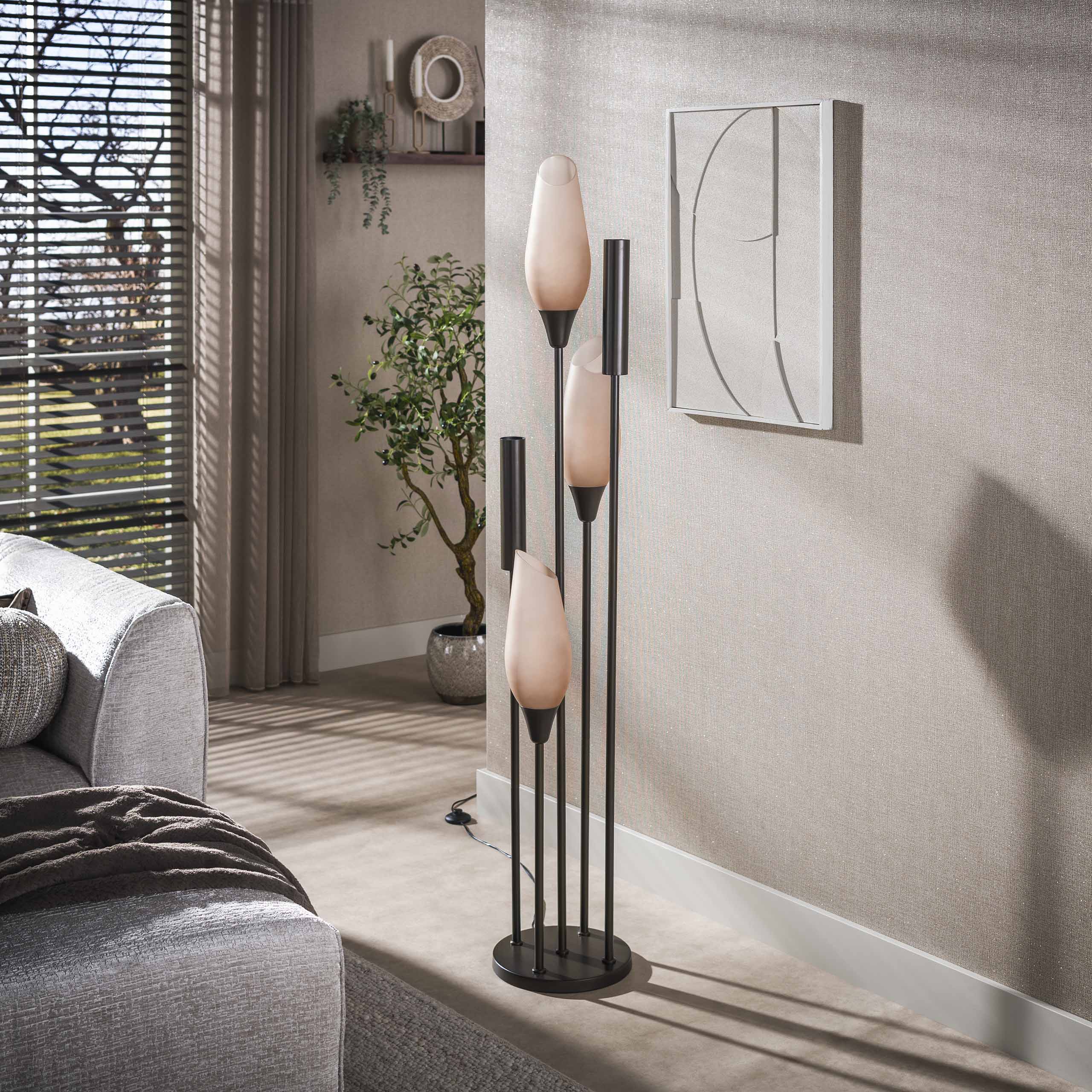 Vloerlamp Cocoon 5-lichts / Sienna bruin-frosted