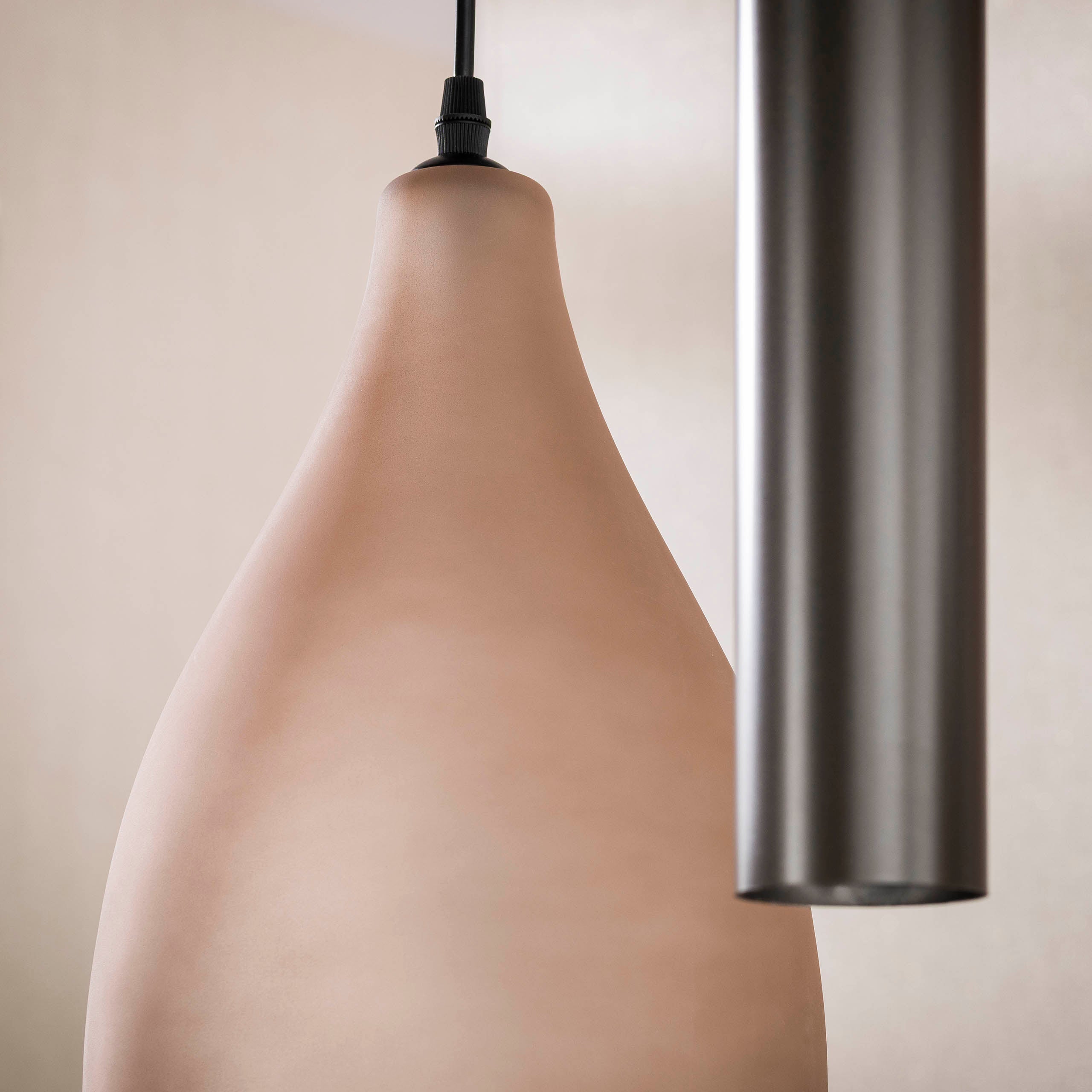 Hanglamp Cocoon pendel 4+3-lichts / Sienna bruin-frosted