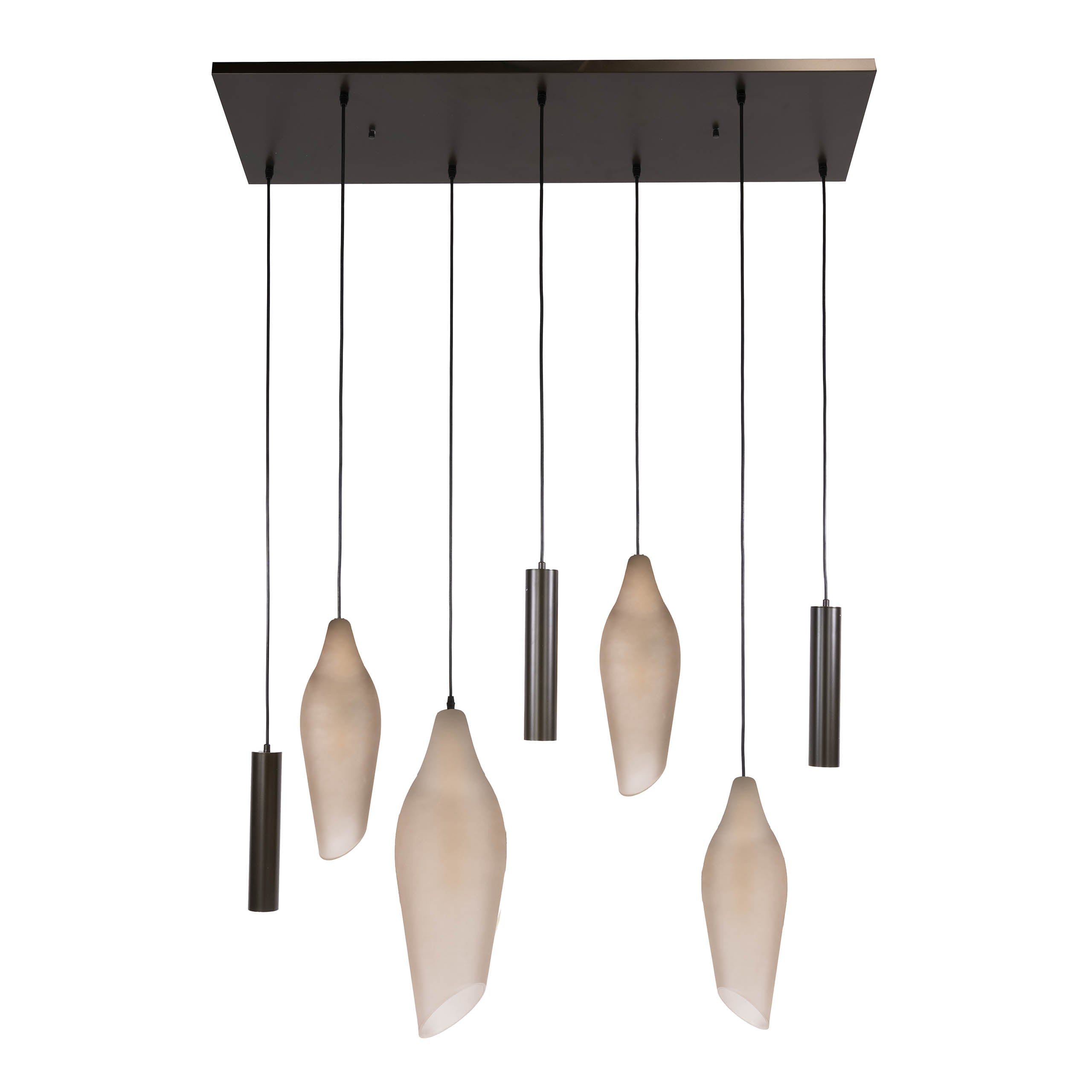 Hanglamp Cocoon pendel 4+3-lichts / Sienna bruin-frosted