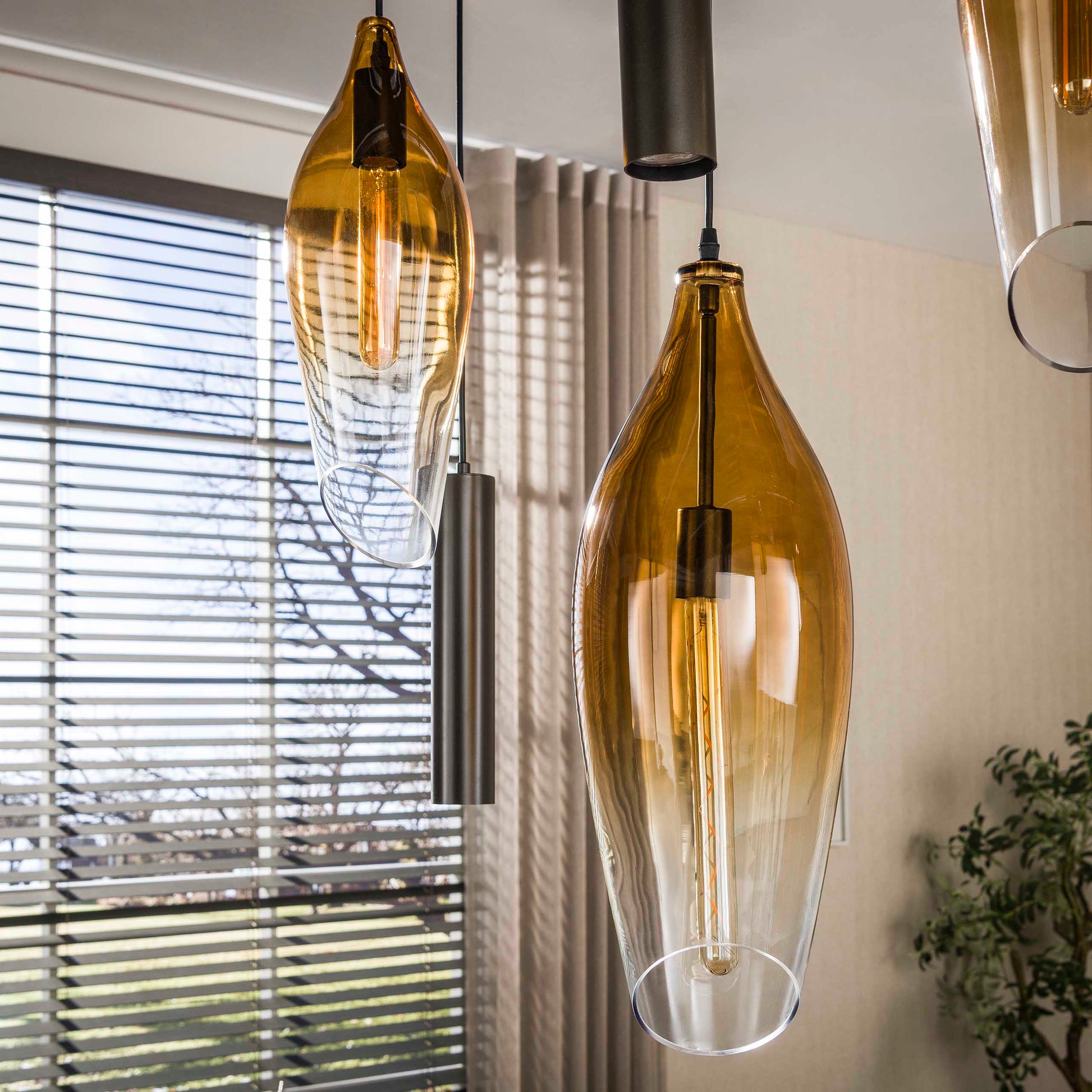 Hanglamp Cocoon pendel 4+3-lichts / Sienna bruin-shaded
