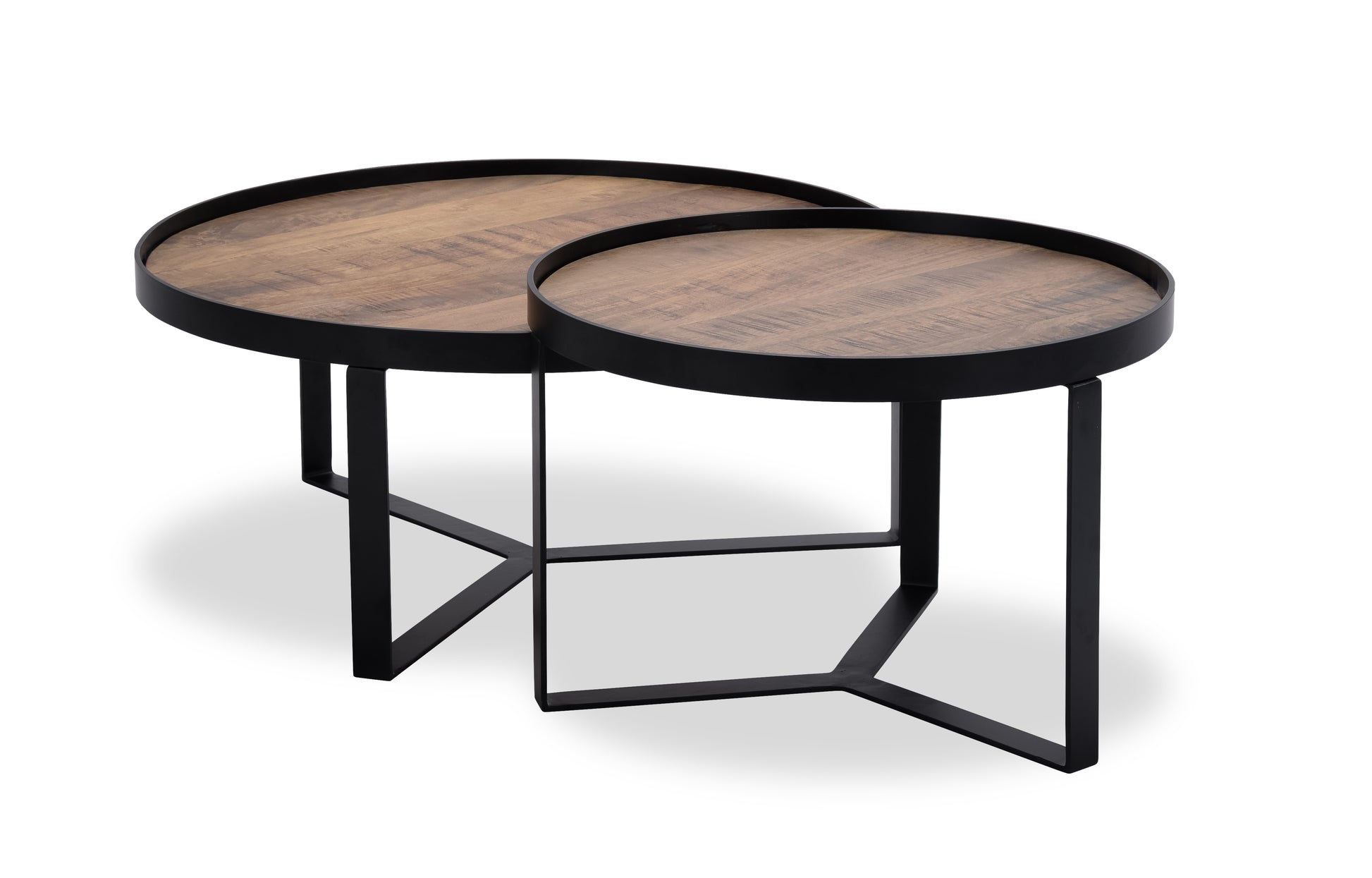 Salontafel Hunt 005 (2-delig) Wood Natural Metal Matt Black