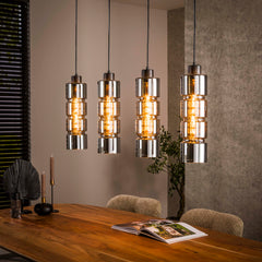 Hanglamp Cylinder Glass 4 Lichts Artic Zwart