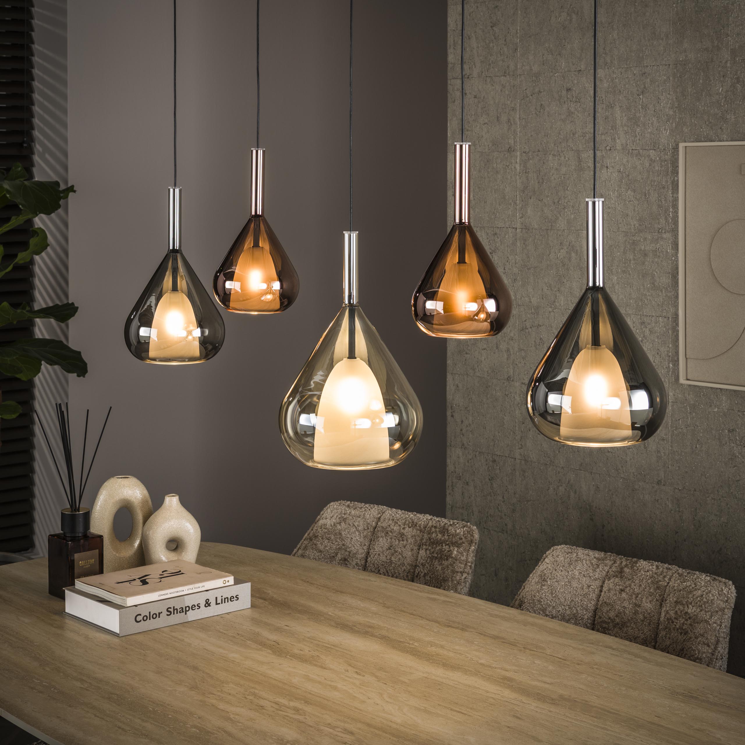 Hanglamp Wings 5-lichts / Zwart