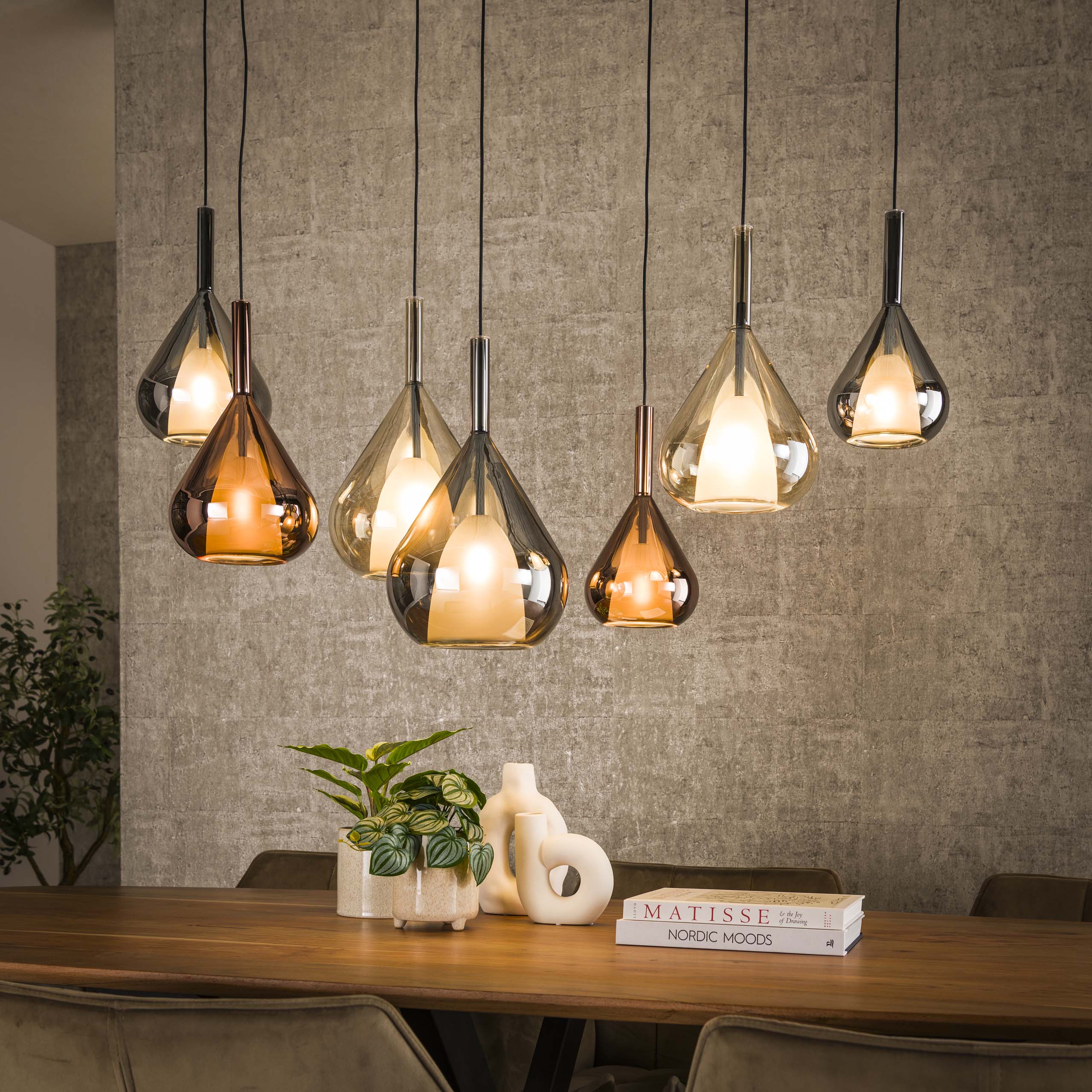 Hanglamp Wings 4+3-lichts / Zwart