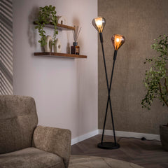 Vloerlamp Wings 2 Lichts Zwart